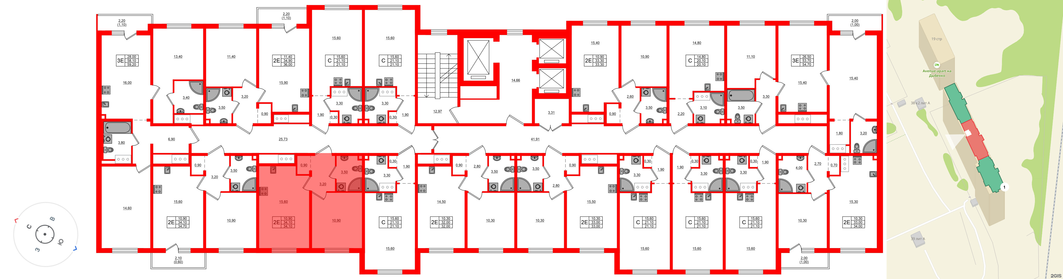 Квартира в ЖК Дыбенко Парк, 1 комнатная, 34.1 м², 9 этаж