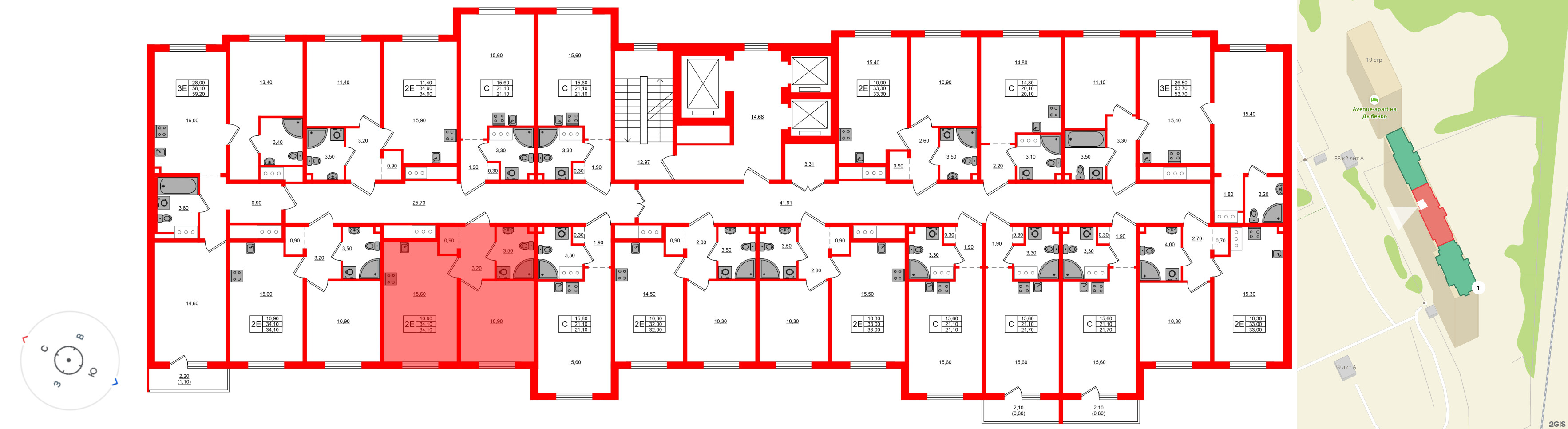 Квартира в ЖК Дыбенко Парк, 1 комнатная, 34.1 м², 18 этаж