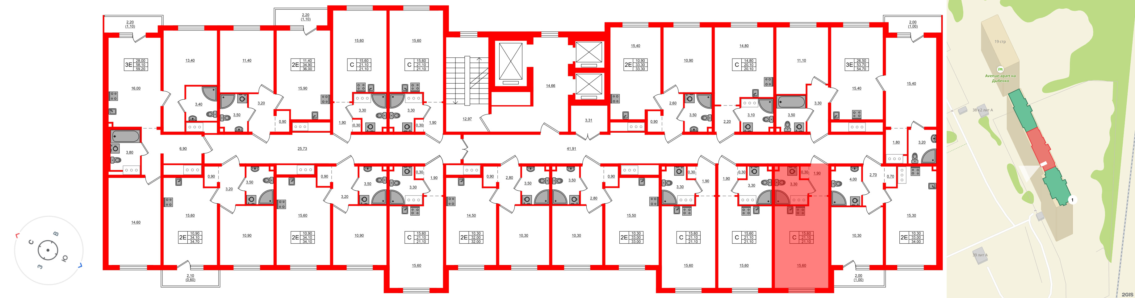 Квартира в ЖК Дыбенко Парк, студия, 21.1 м², 9 этаж