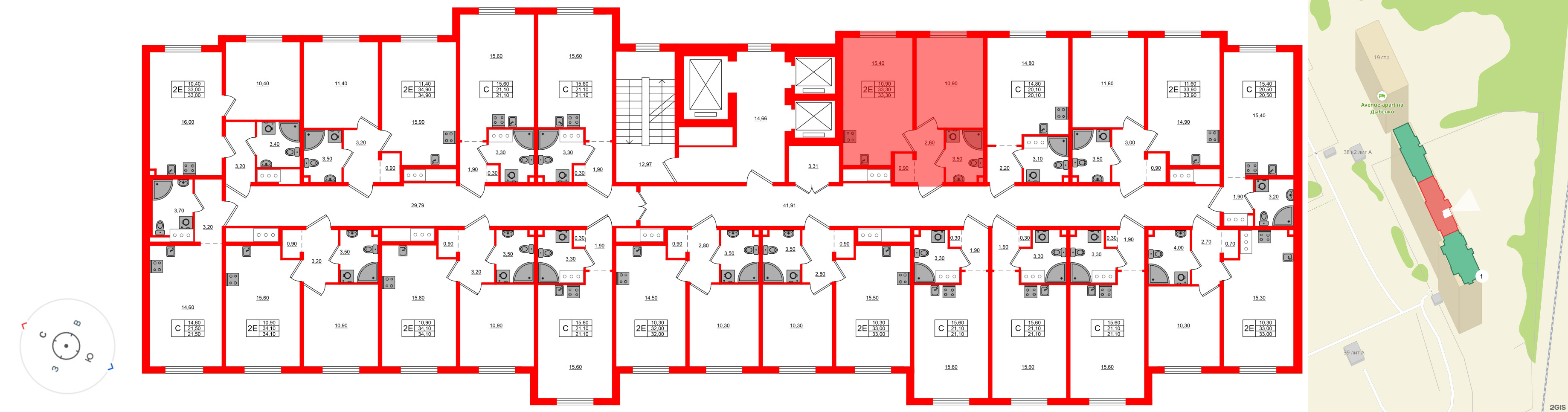 Квартира в ЖК Дыбенко Парк, 1 комнатная, 33.3 м², 3 этаж