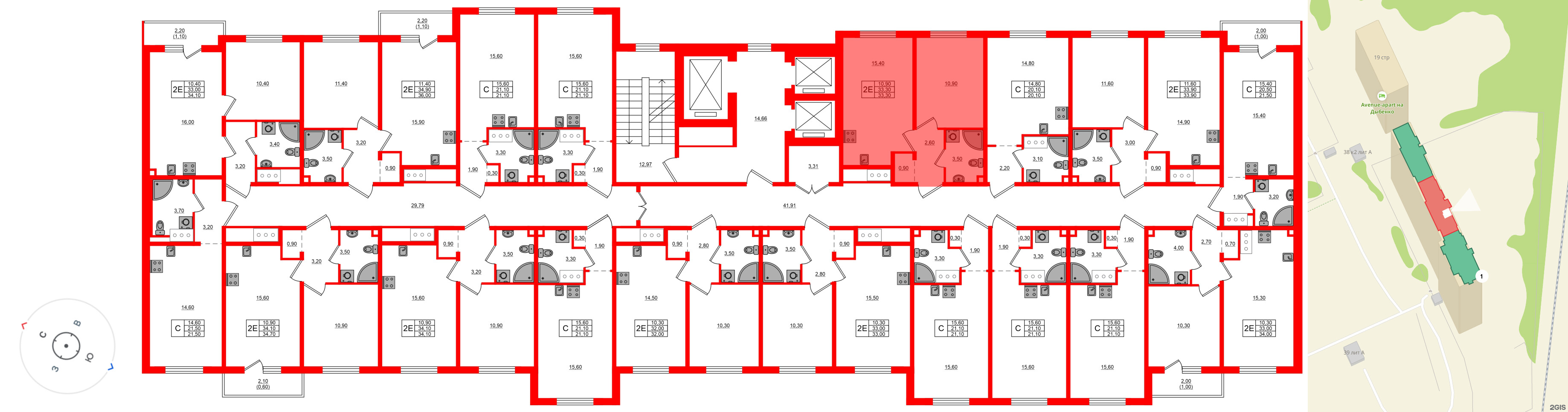 Квартира в ЖК Дыбенко Парк, 1 комнатная, 33.3 м², 6 этаж