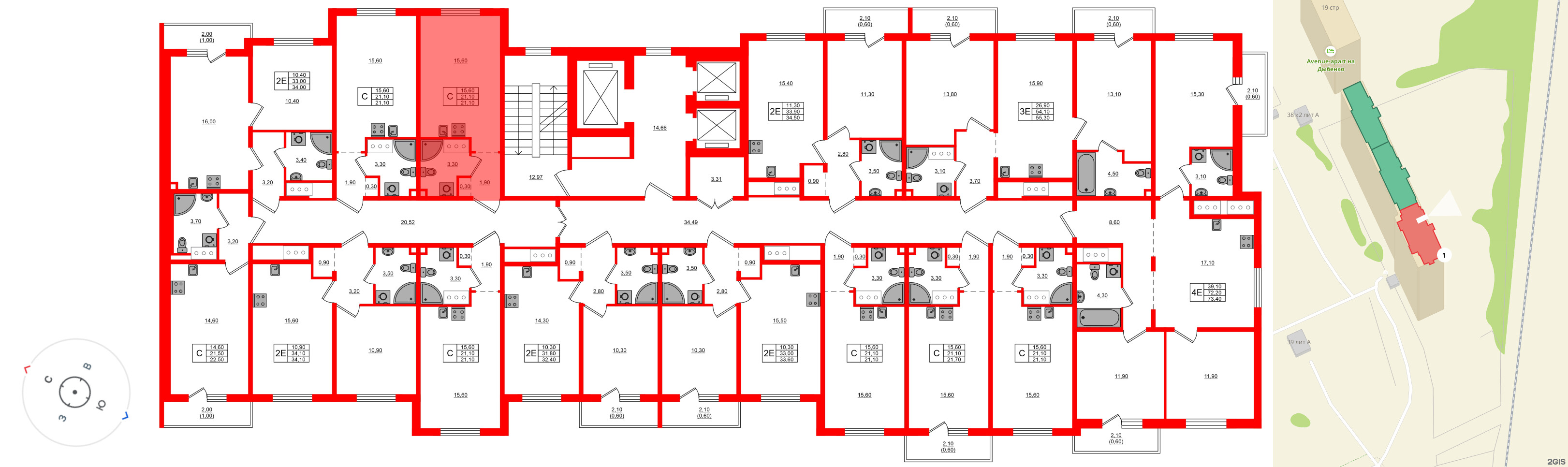 Квартира в ЖК Дыбенко Парк, студия, 21.1 м², 13 этаж