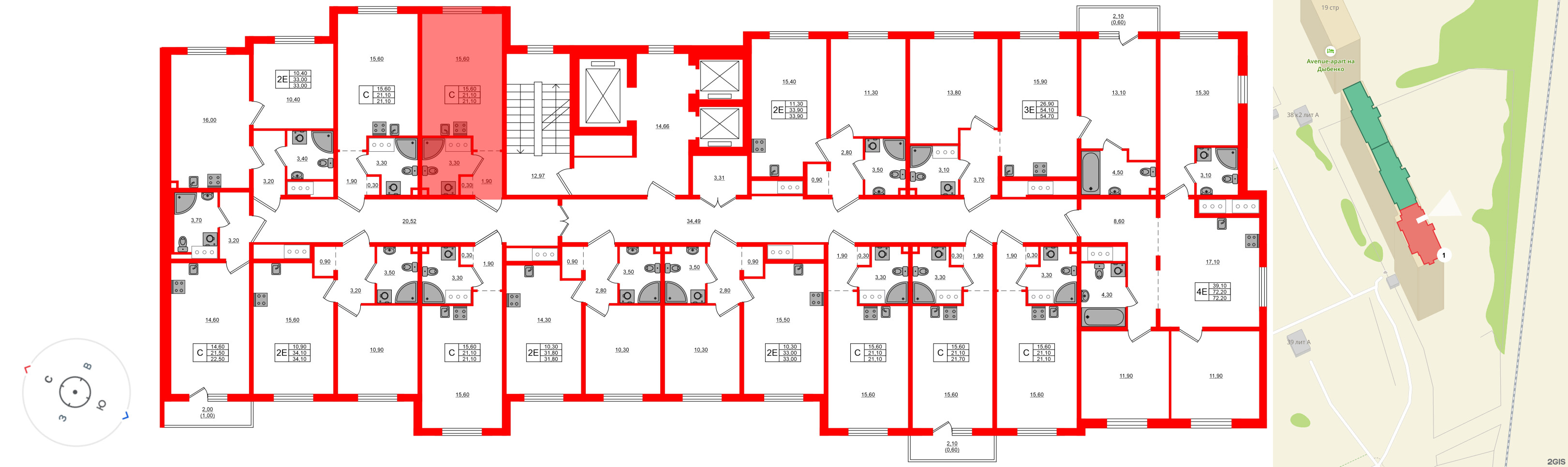 Квартира в ЖК Дыбенко Парк, студия, 21.1 м², 17 этаж