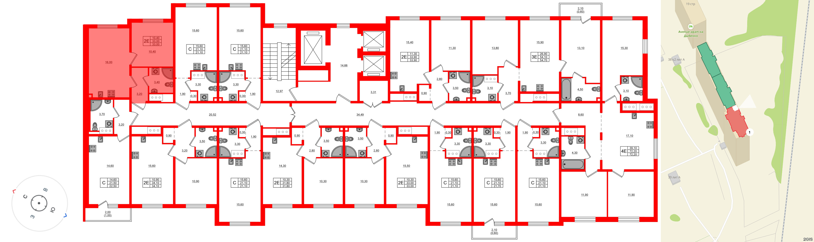 Квартира в ЖК Дыбенко Парк, 1 комнатная, 33 м², 17 этаж