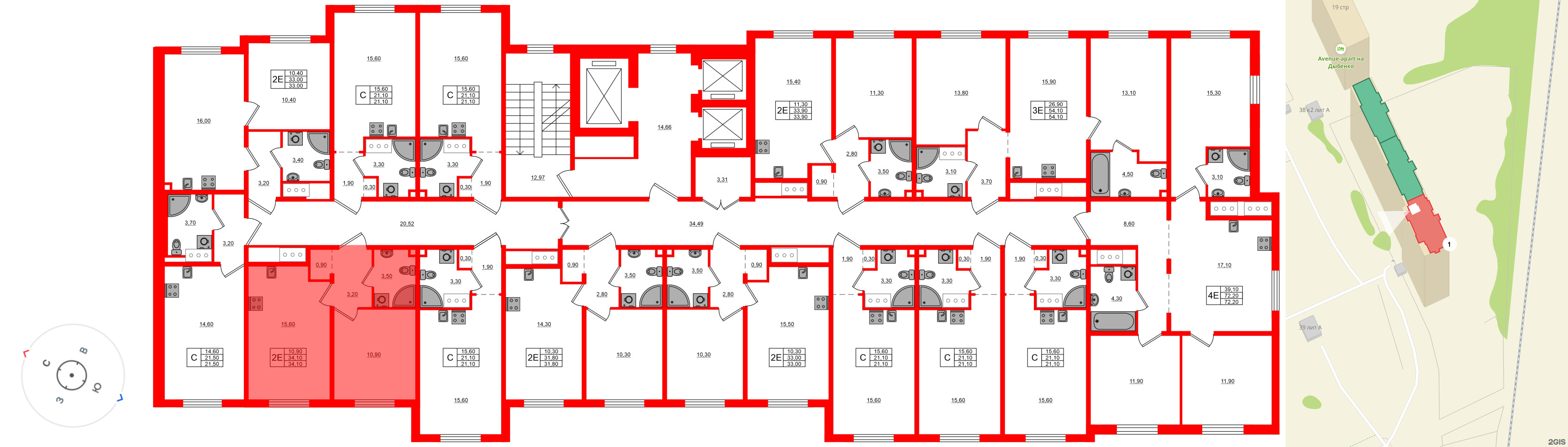 Квартира в ЖК Дыбенко Парк, 1 комнатная, 34.1 м², 10 этаж