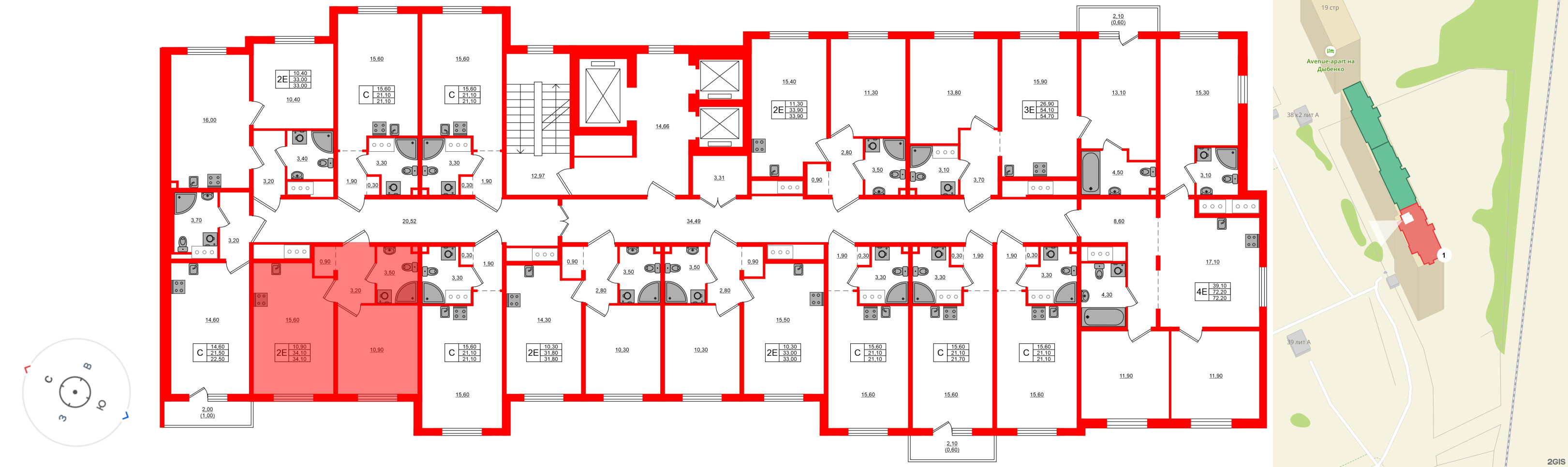 Квартира в ЖК Дыбенко Парк, 1 комнатная, 34.1 м², 17 этаж