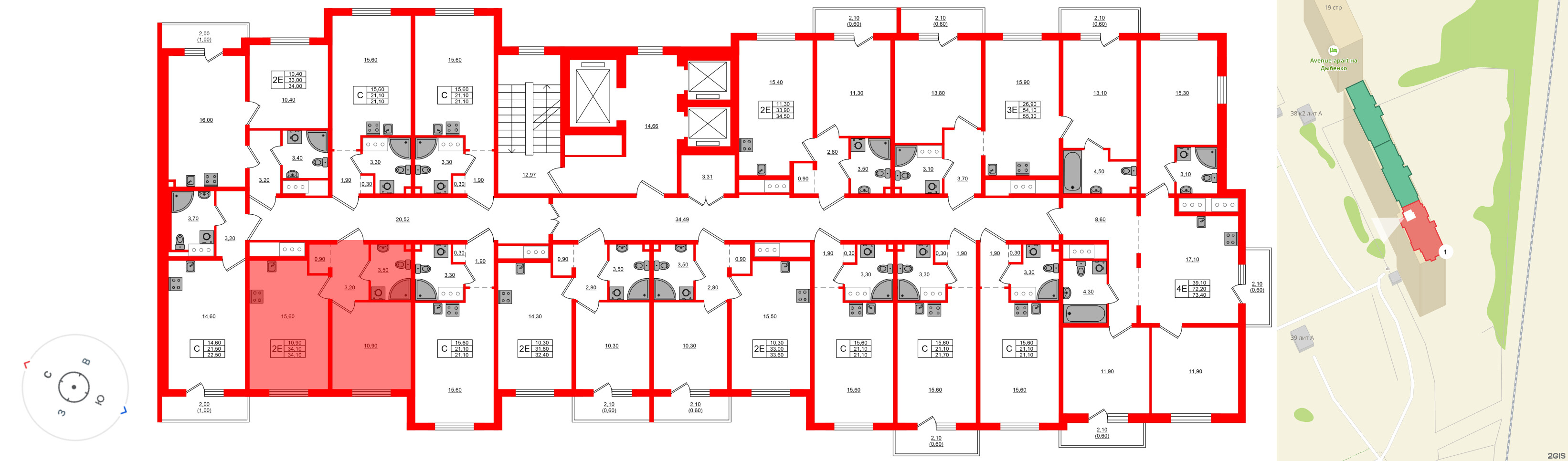 Квартира в ЖК Дыбенко Парк, 1 комнатная, 34.1 м², 19 этаж