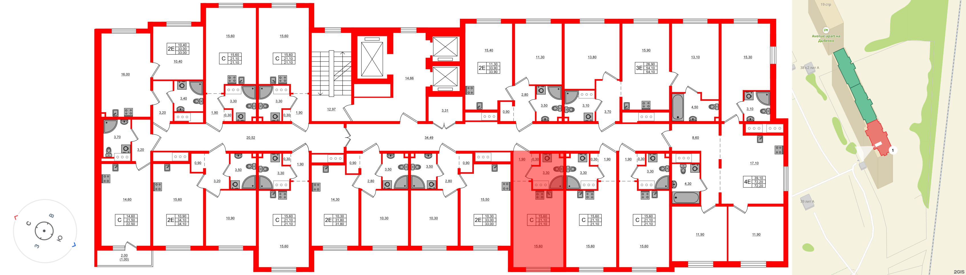 Квартира в ЖК Дыбенко Парк, студия, 21.1 м², 11 этаж