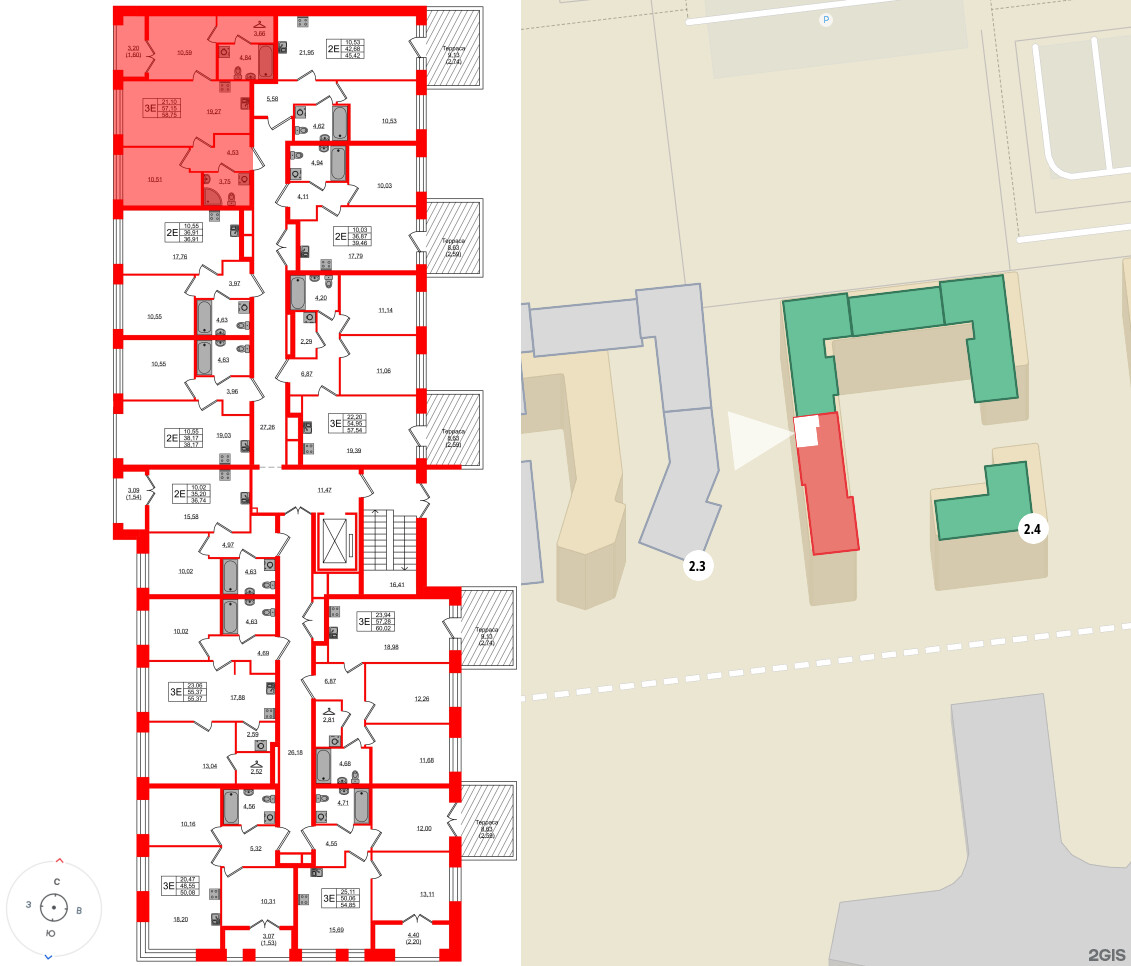Квартира в ЖК «Новый Питер», 2 комнатная, 58.75 м², 2 этаж