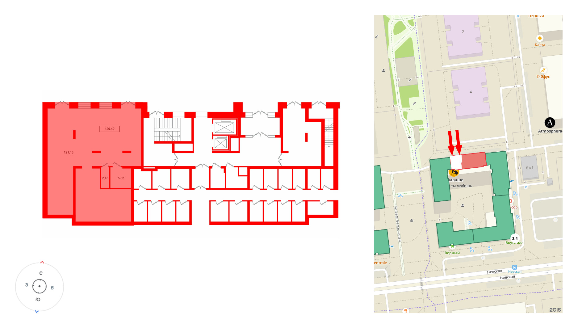 Помещение в ЖК NEWПИТЕР, 129.4 м², 1 этаж