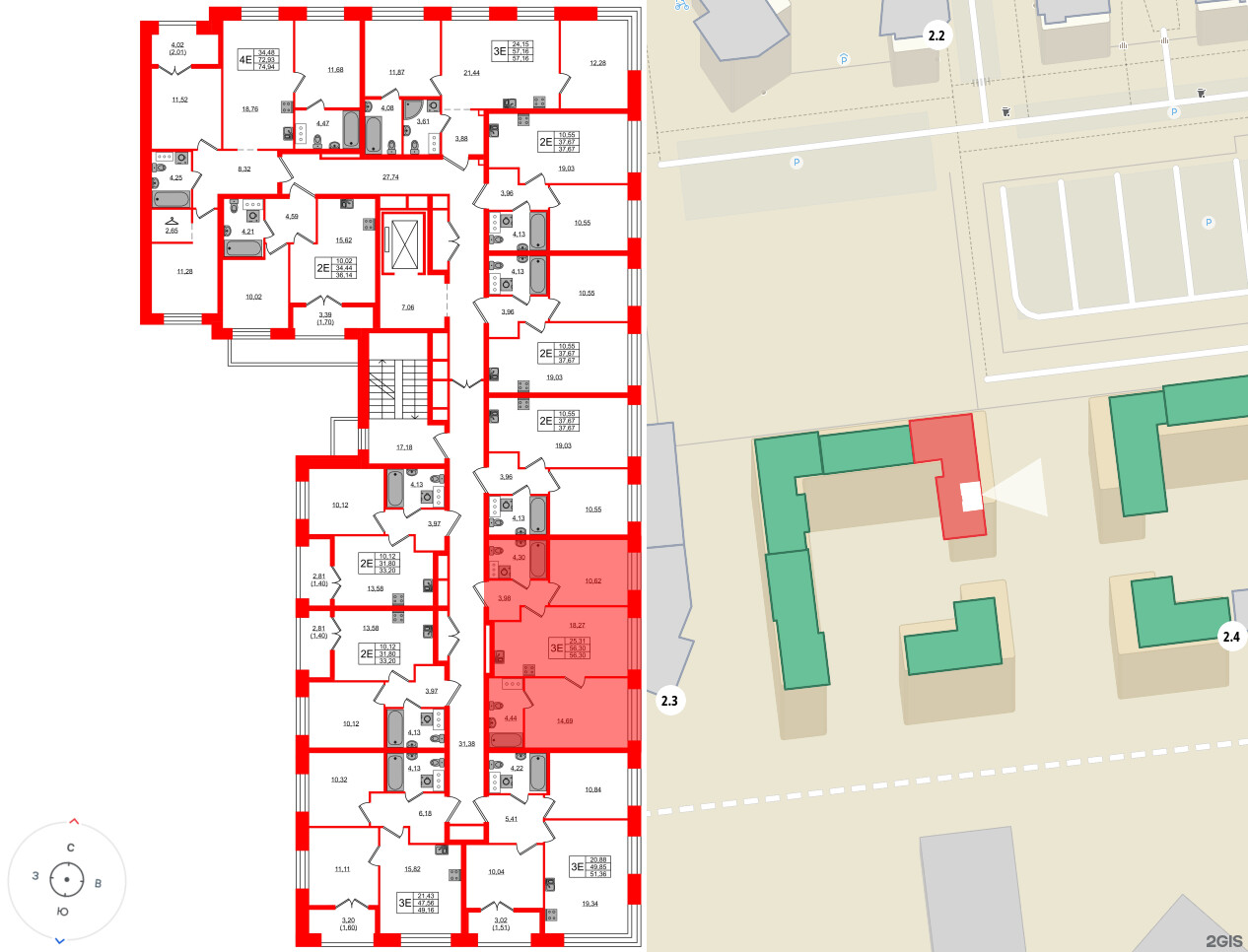 Квартира в ЖК NEWПИТЕР, 2 комнатная, 56.3 м², 3 этаж
