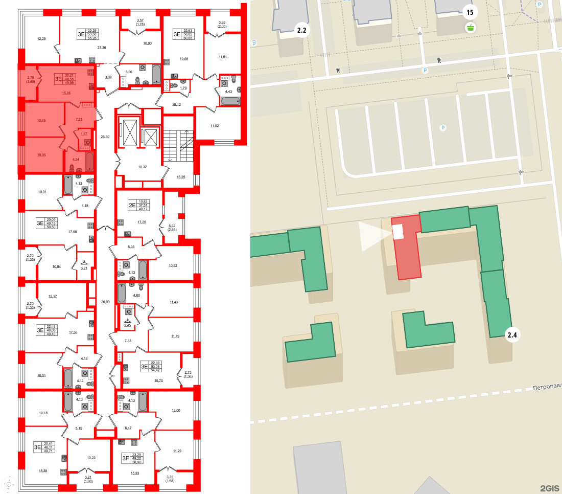 Квартира в ЖК NEWПИТЕР, 2 комнатная, 49.98 м², 7 этаж