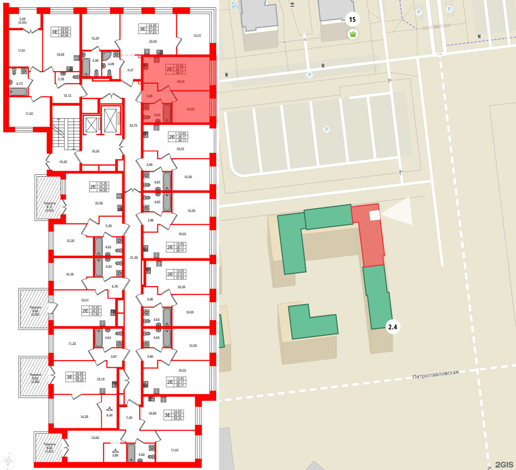 Квартира в ЖК NEWПИТЕР, 1 комнатная, 38.17 м², 2 этаж