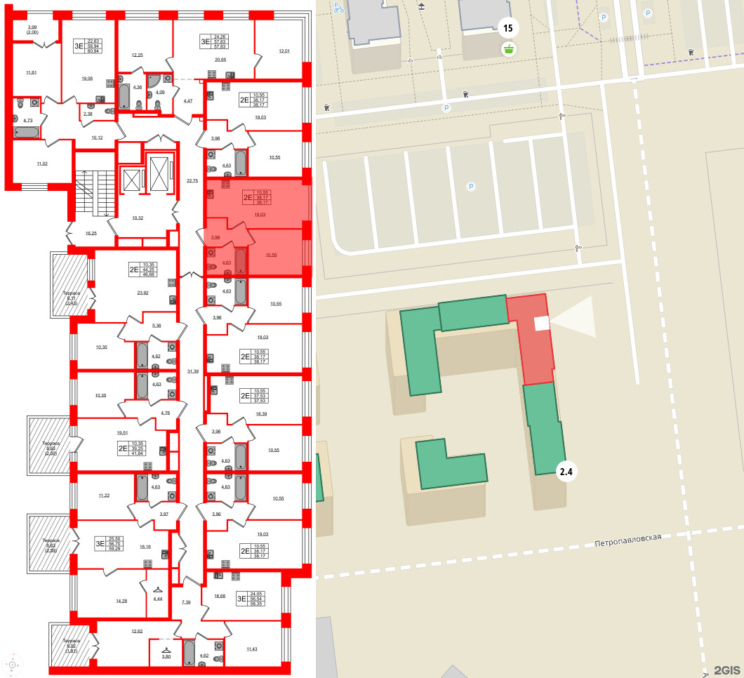 Квартира в ЖК NEWПИТЕР, 1 комнатная, 38.17 м², 2 этаж