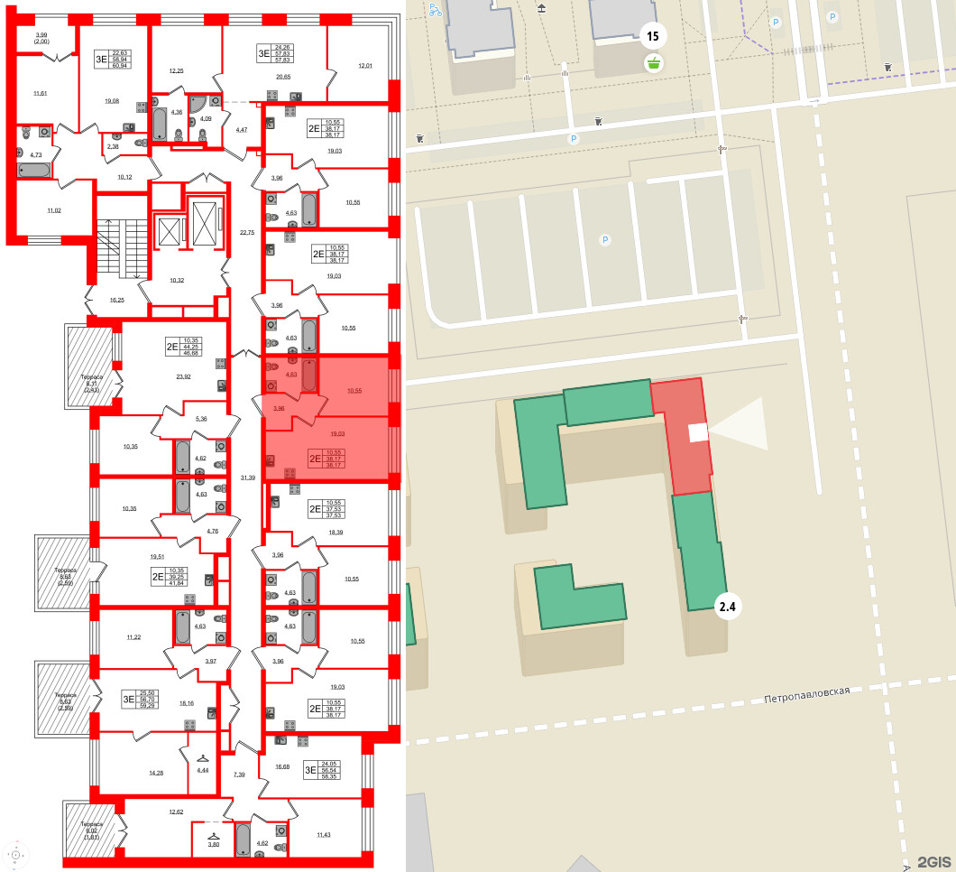 Квартира в ЖК NEWПИТЕР, 1 комнатная, 38.17 м², 2 этаж