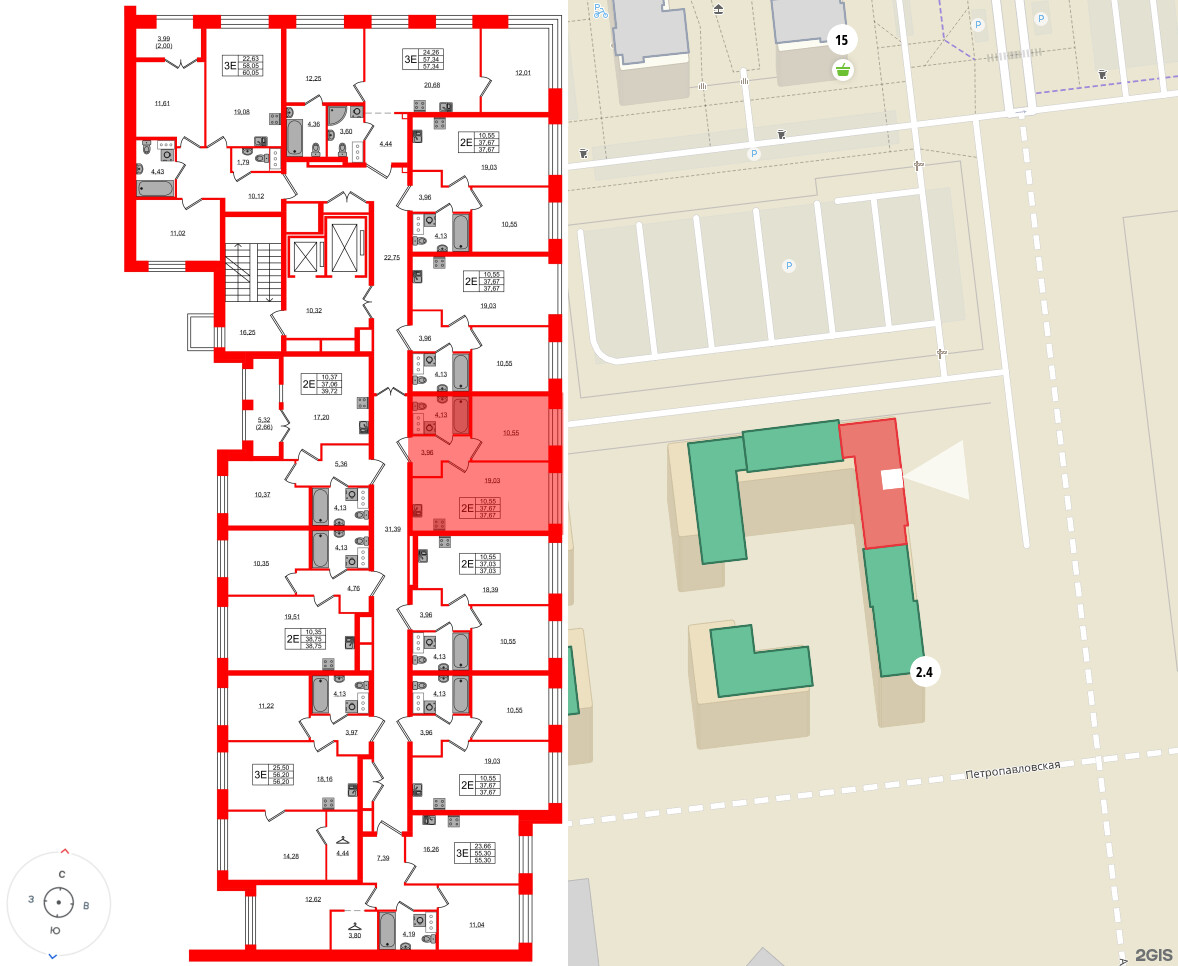 Квартира в ЖК NEWПИТЕР, 1 комнатная, 37.67 м², 3 этаж