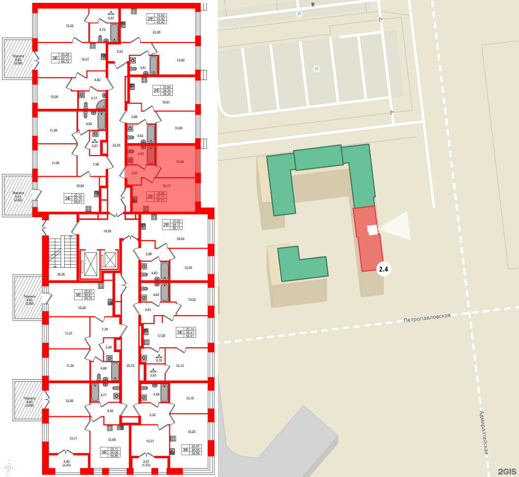 Квартира в ЖК NEWПИТЕР, 1 комнатная, 37.71 м², 2 этаж