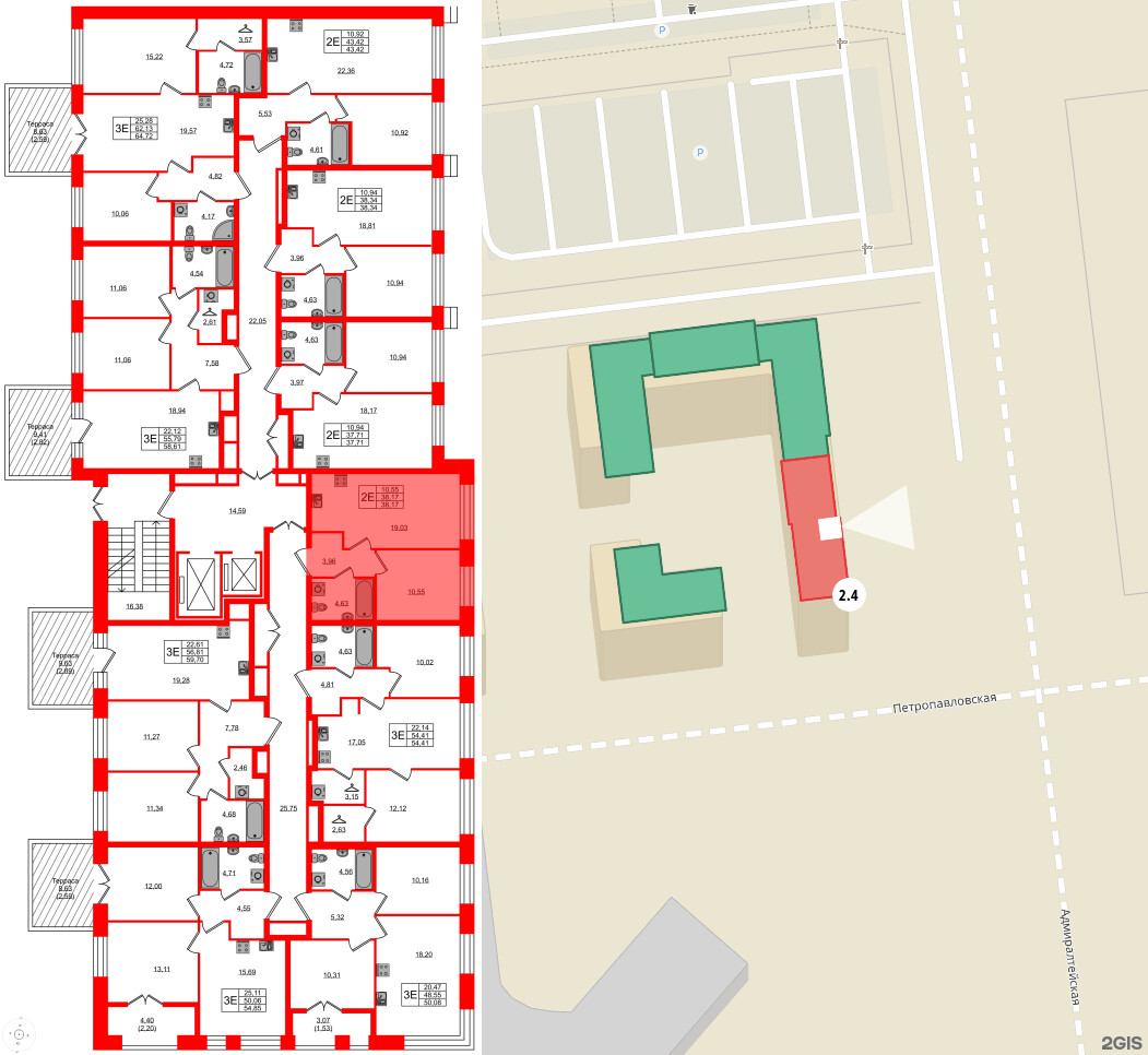 Квартира в ЖК NEWПИТЕР, 1 комнатная, 38.17 м², 2 этаж