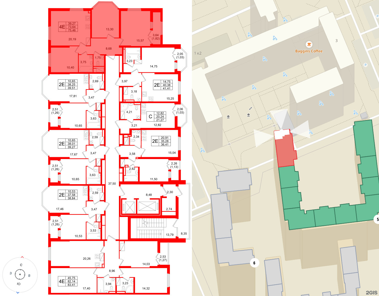 Квартира в ЖК Цивилизация на Неве, 3 комнатная, 75.46 м², 6 этаж