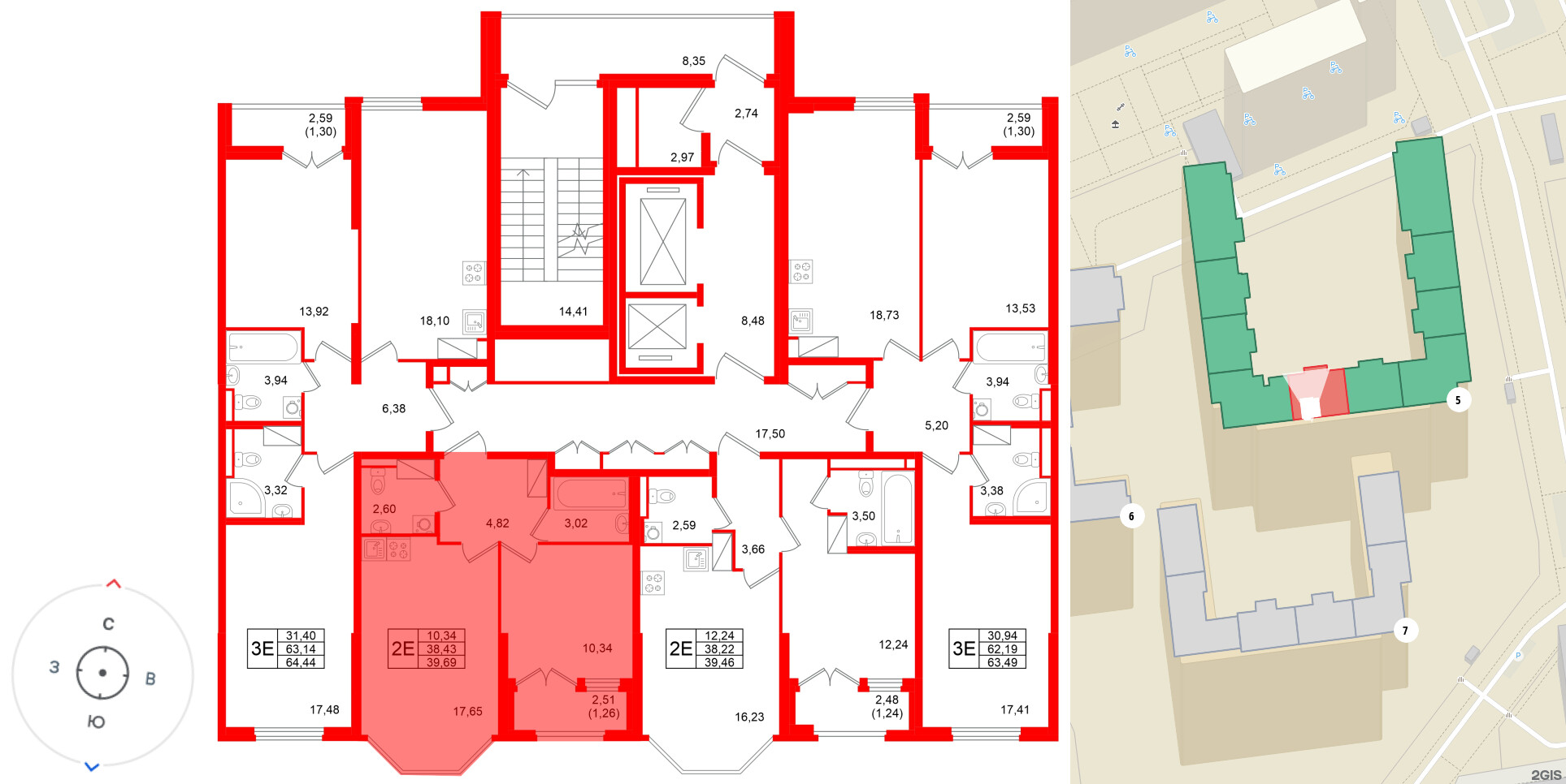 Квартира в ЖК Цивилизация на Неве, 1 комнатная, 39.69 м², 7 этаж