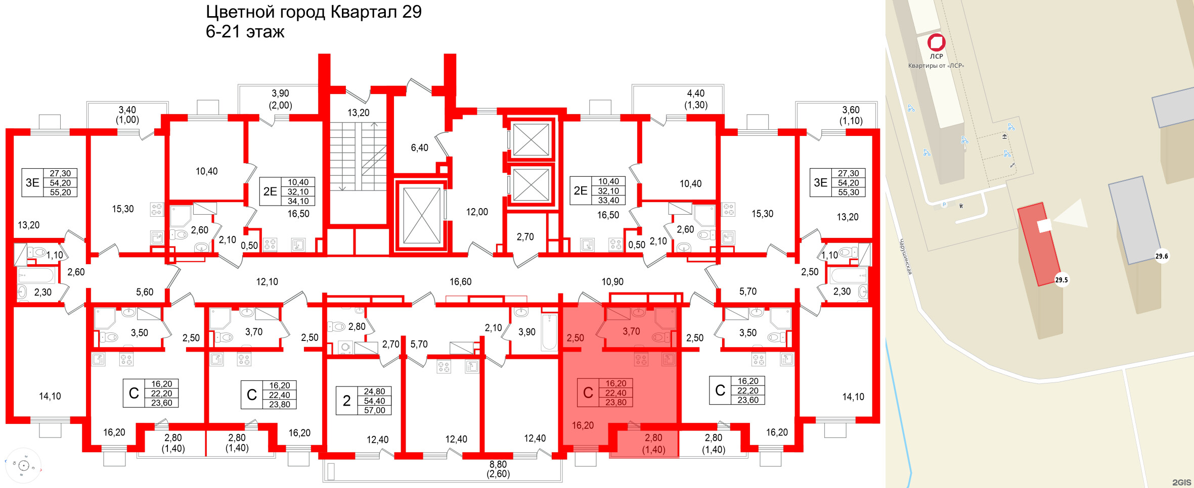 Квартира в ЖК 'Цветной город', студия, 23.8 м², 13 этаж