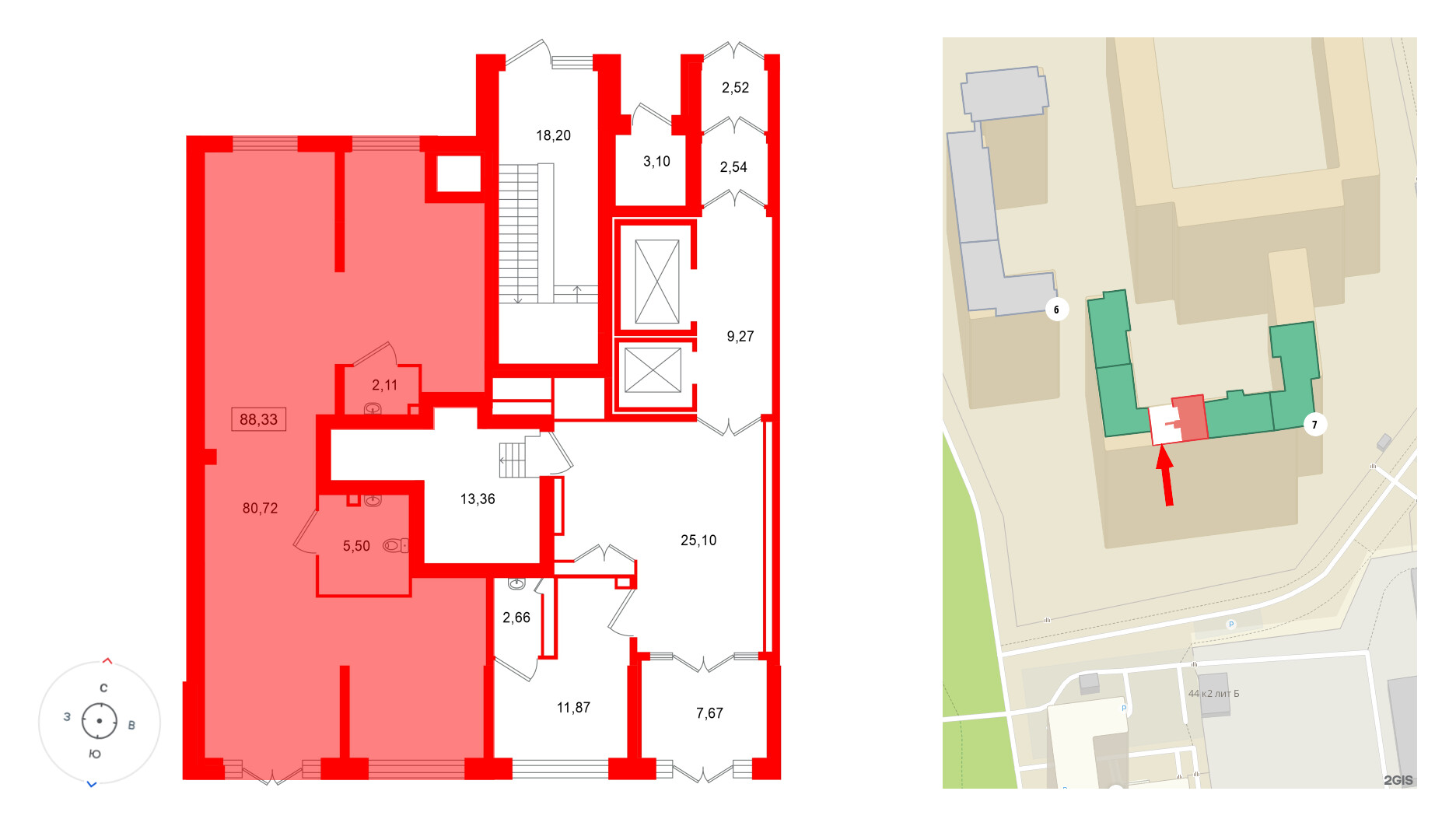 Помещение в ЖК Цивилизация на Неве, 88.33 м², 1 этаж