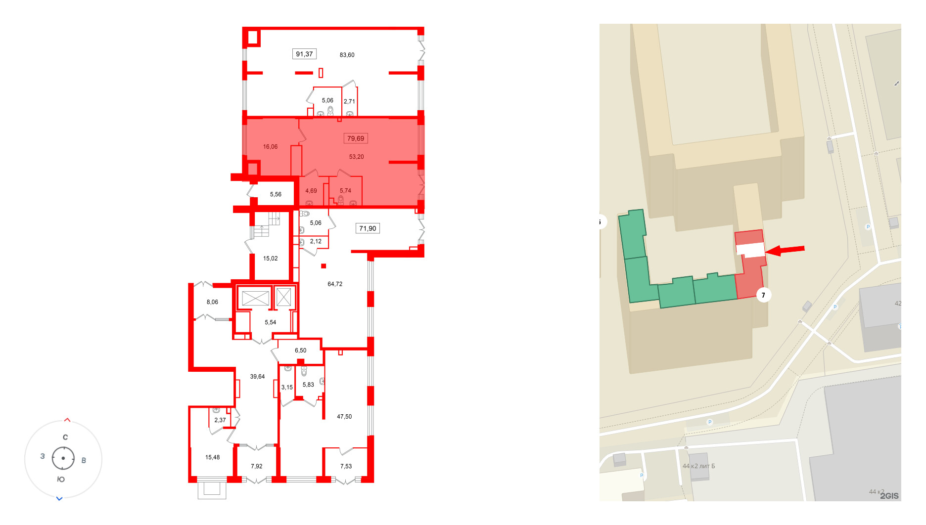 Помещение в ЖК Цивилизация на Неве, 79.69 м², 1 этаж