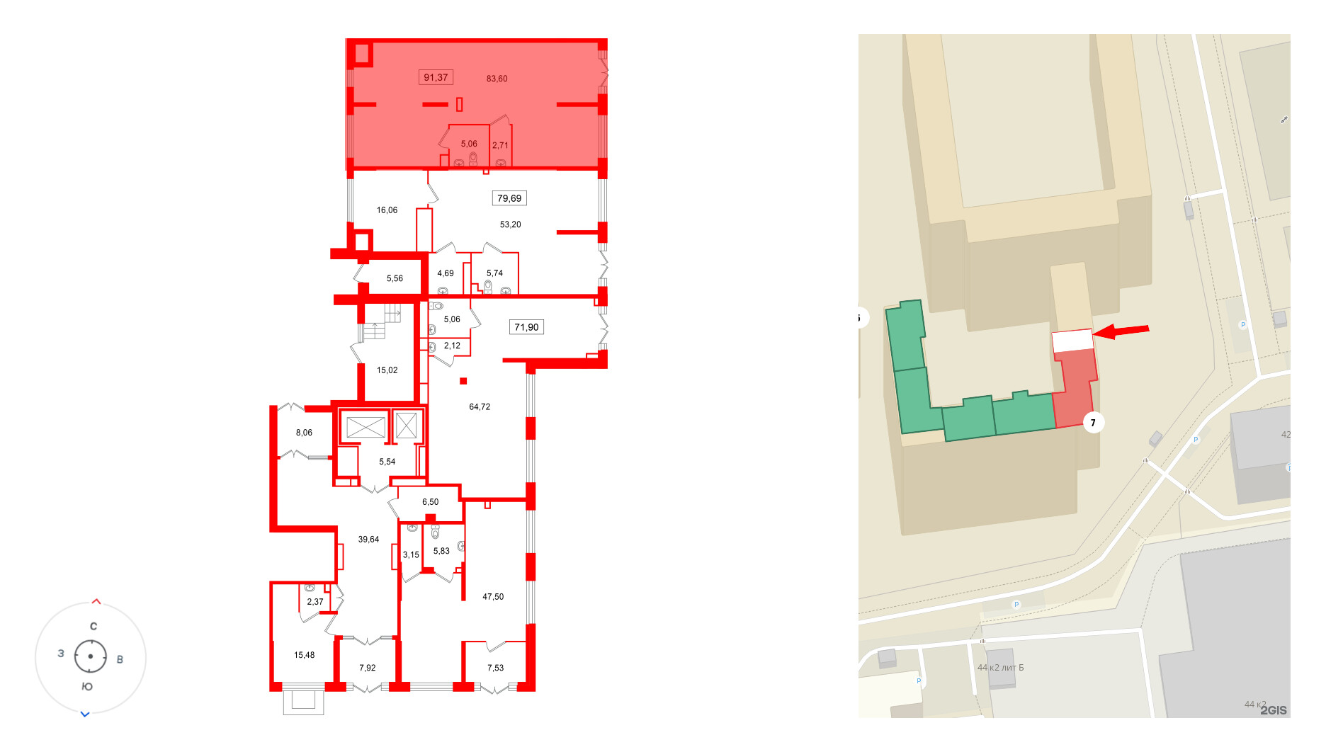 Помещение в ЖК Цивилизация на Неве, 91.37 м², 1 этаж