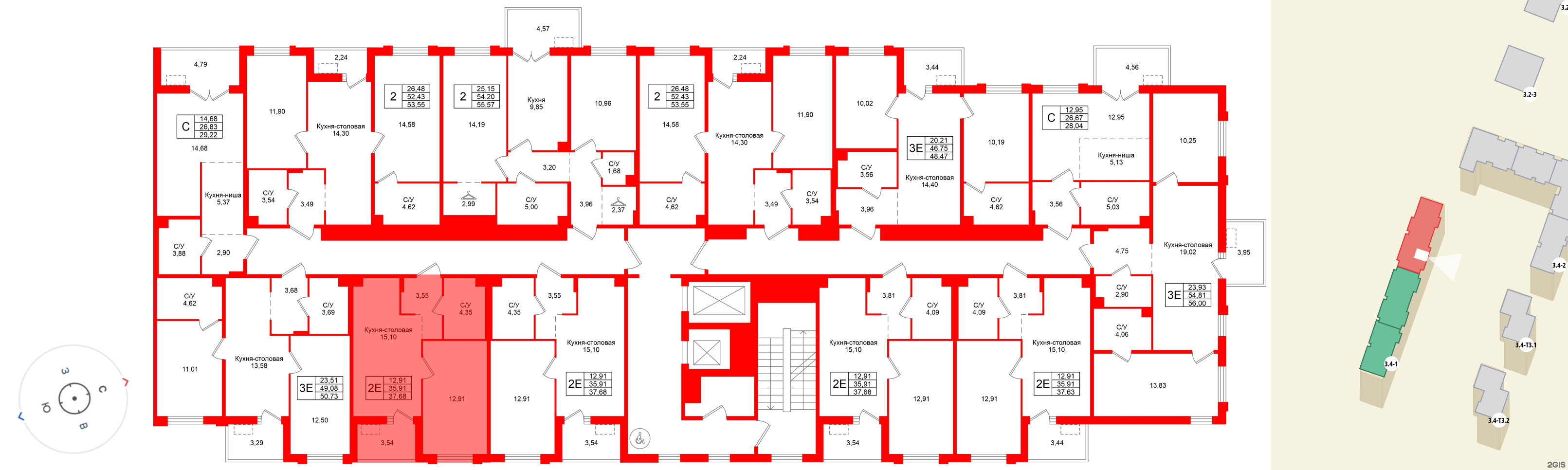 Квартира в ЖК Тишин, 1 комнатная, 37.68 м², 5 этаж