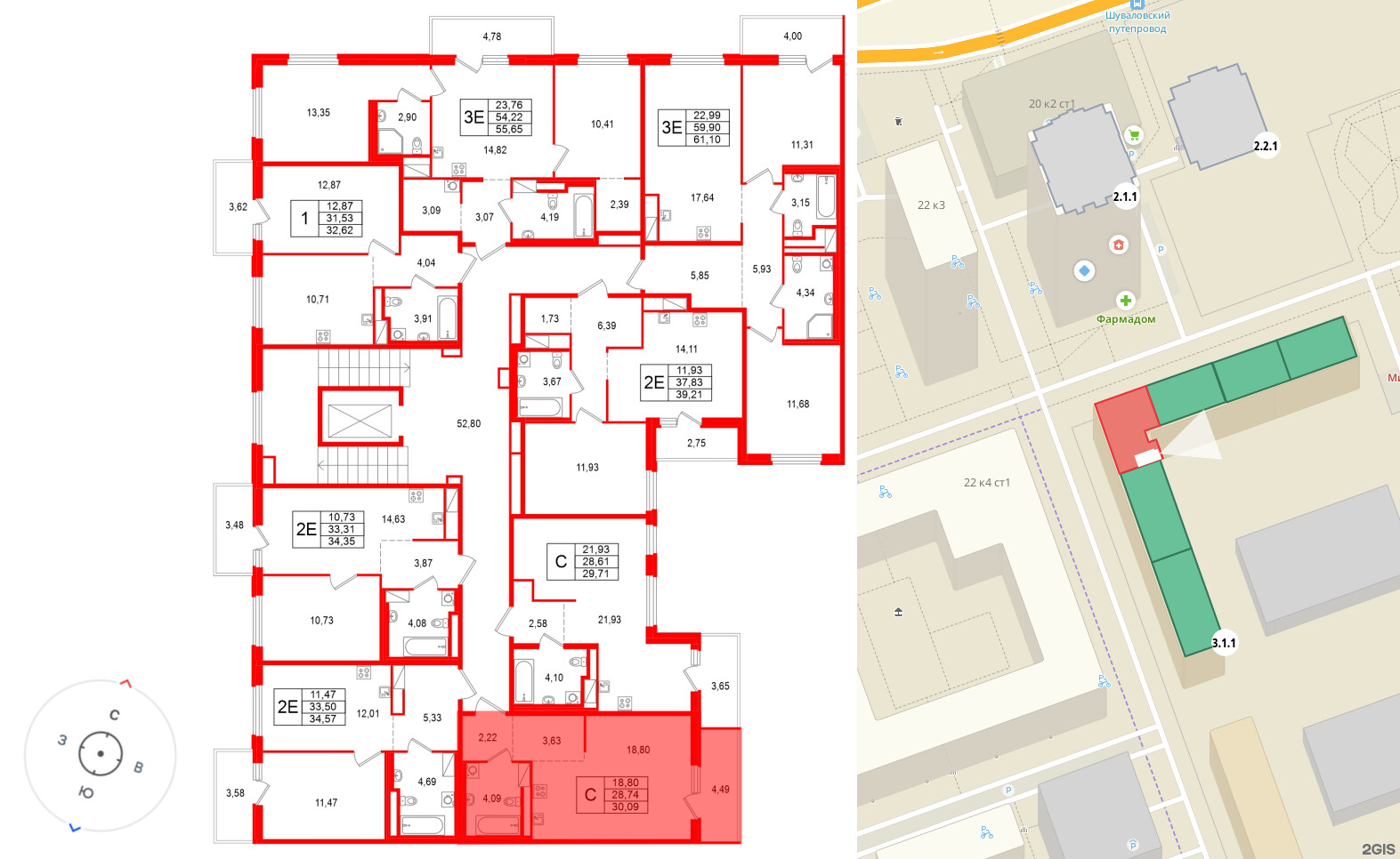 Квартира в ЖК 'OKLA', студия, 30.09 м², 6 этаж