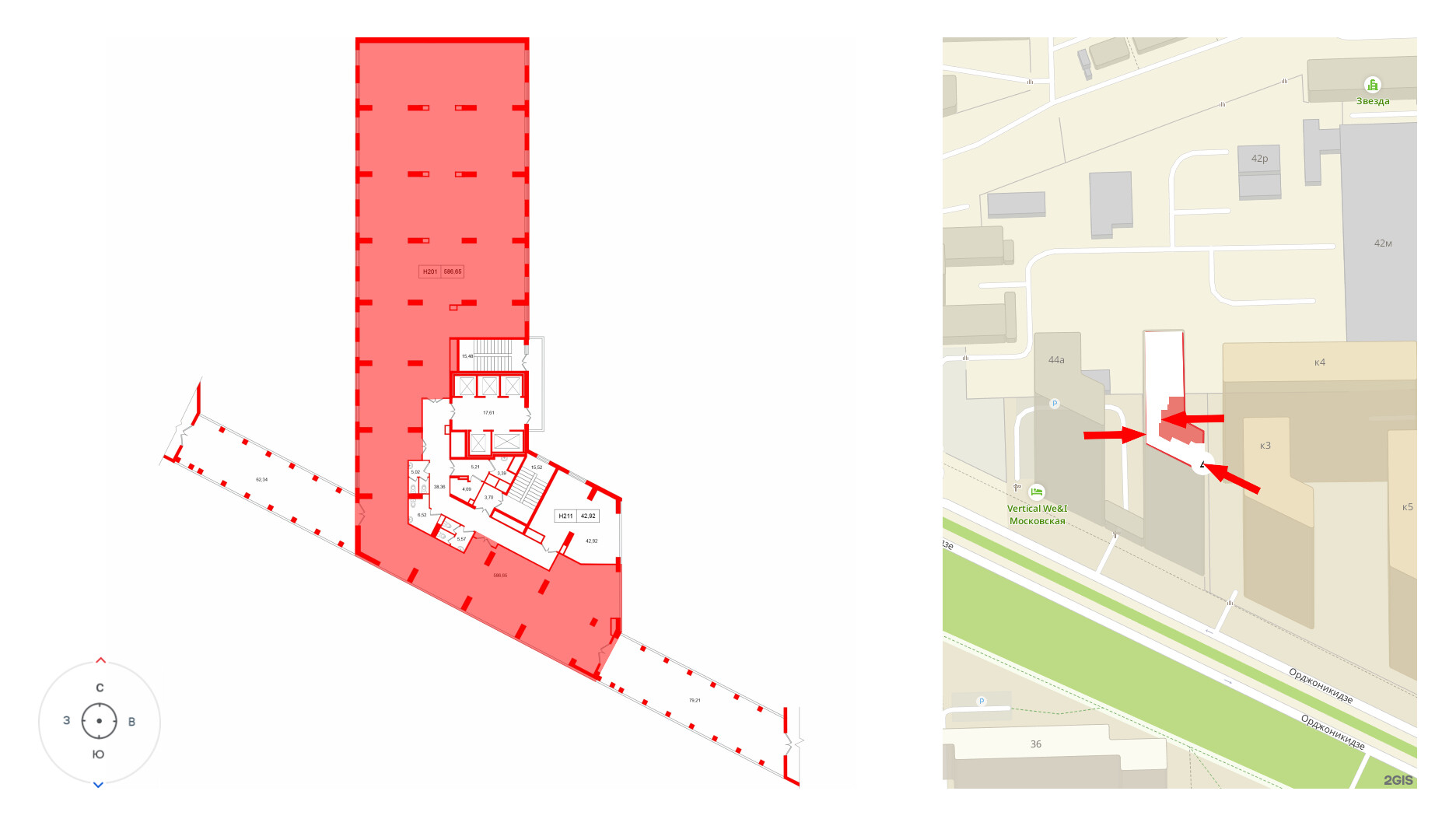 Помещение в ЖК Вертикаль на Московской (корп.2)., 586.65 м², 2 этаж