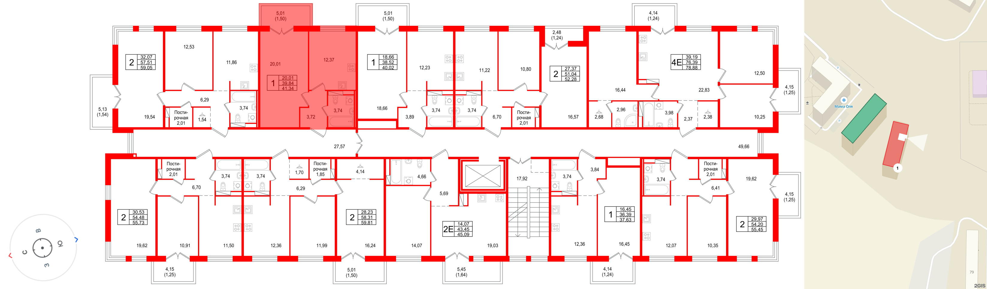 Квартира в ЖК Арт Парк, 1 комнатная, 41.34 м², 5 этаж