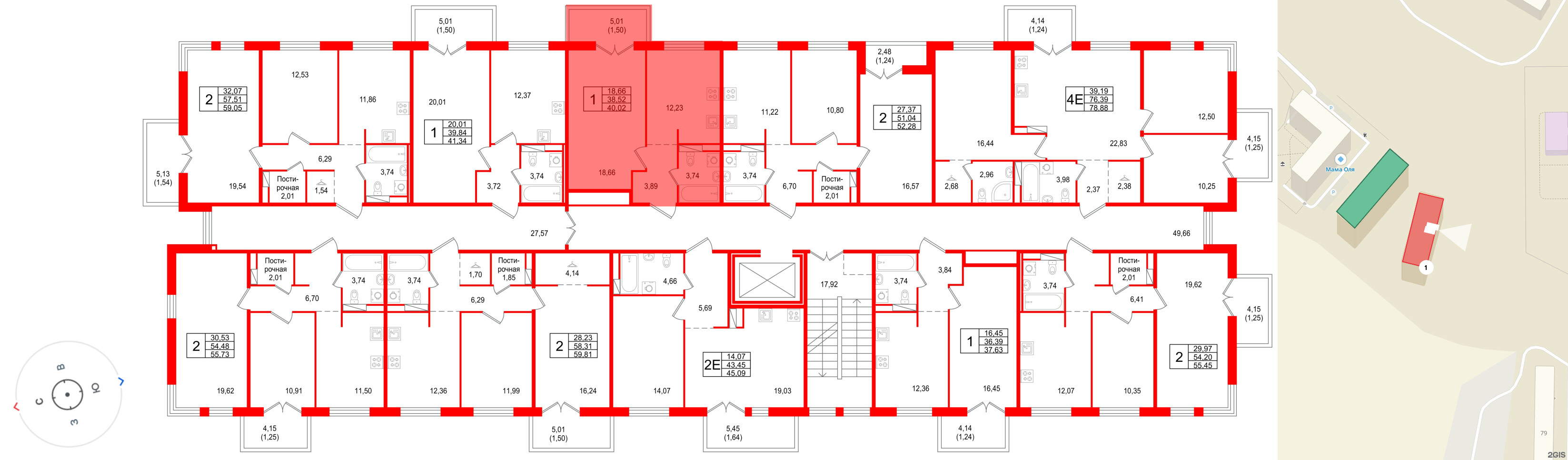 Квартира в ЖК Арт Парк, 1 комнатная, 40.02 м², 5 этаж