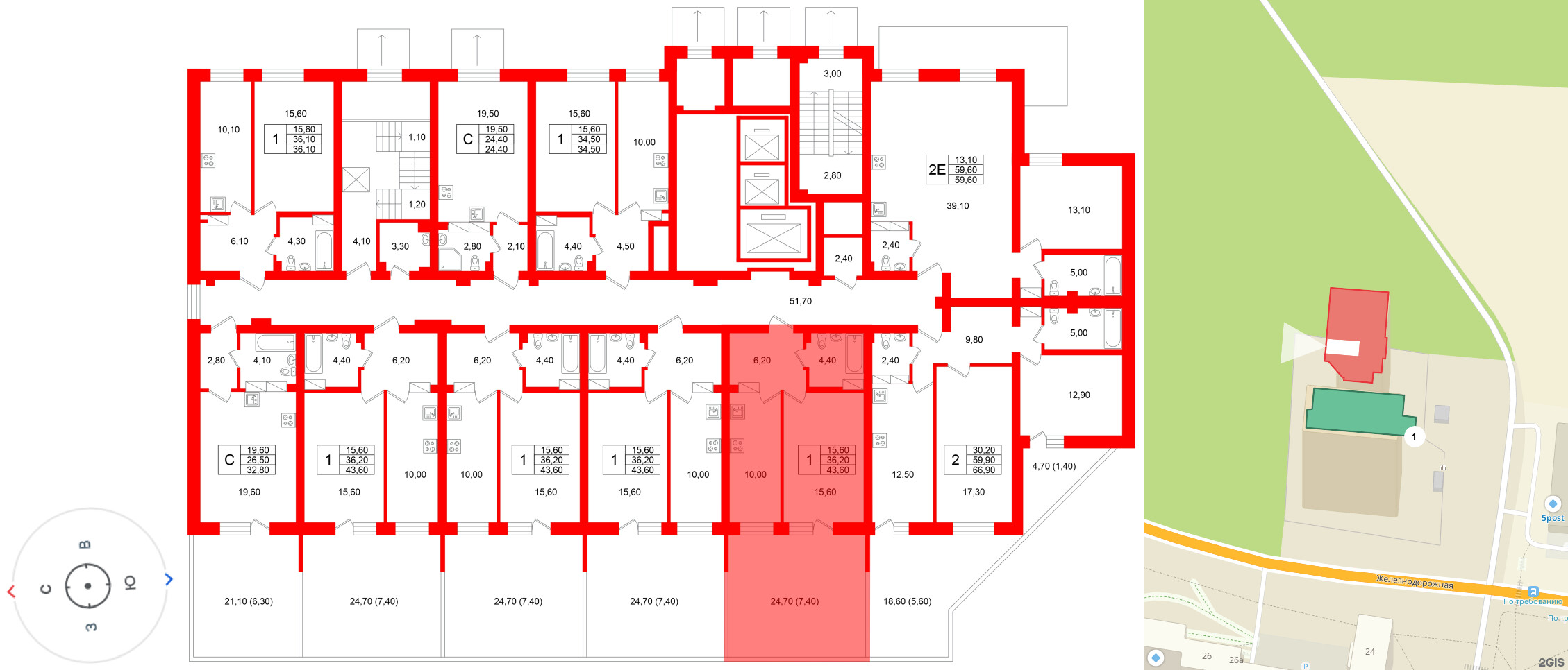 Квартира в ЖК Экос, 1 комнатная, 42.42 м², 1 этаж