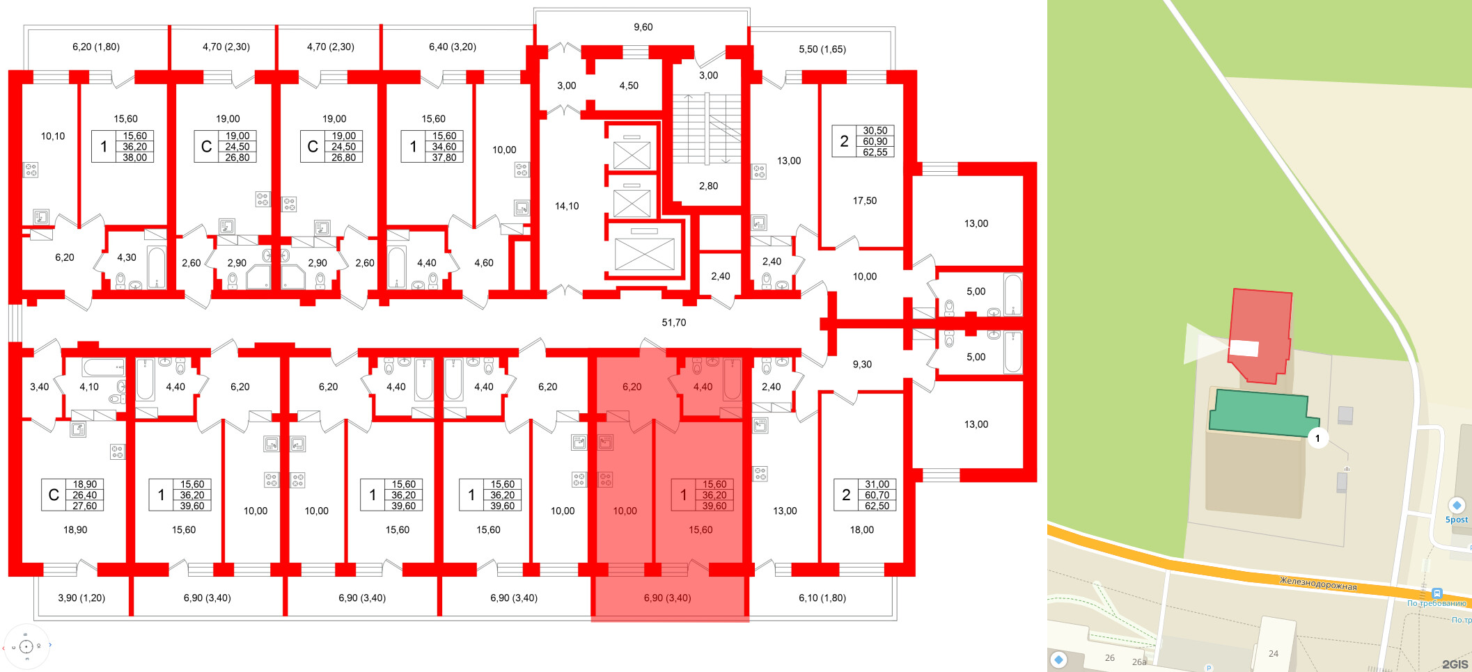 Квартира в ЖК Экос, 1 комнатная, 38.95 м², 9 этаж