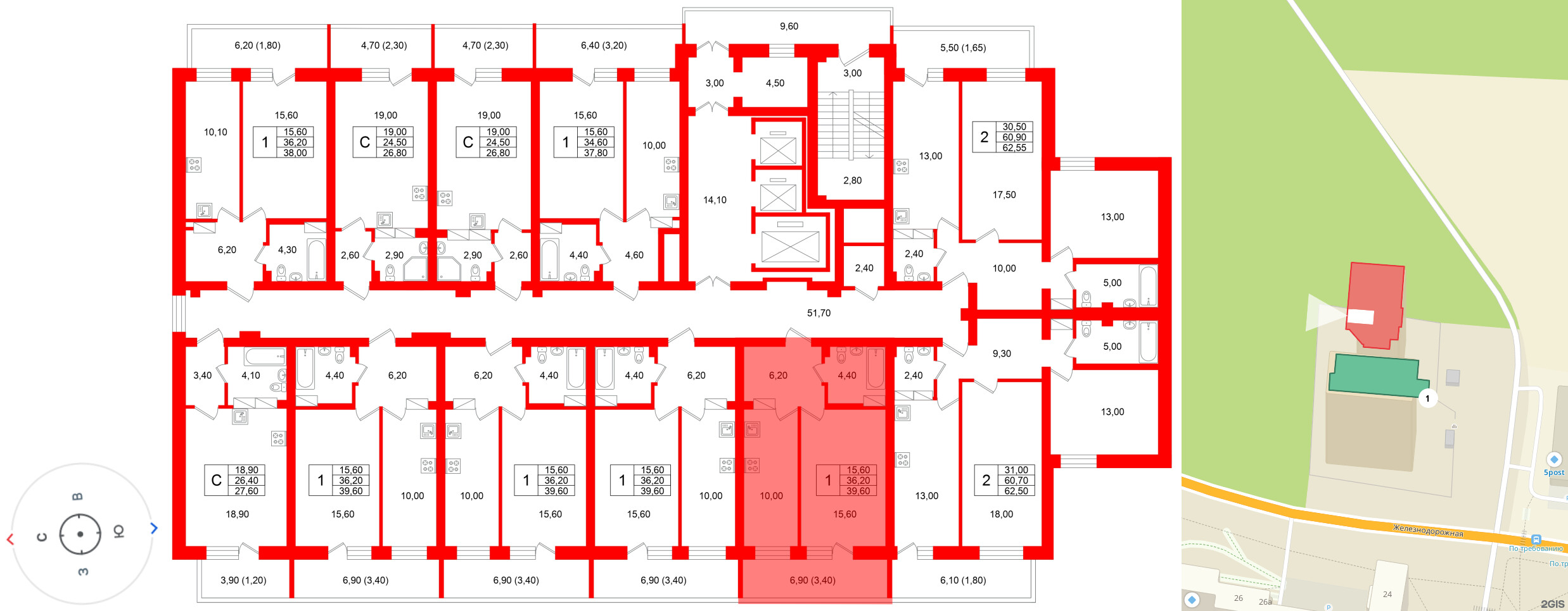 Квартира в ЖК Экос, 1 комнатная, 38.95 м², 16 этаж