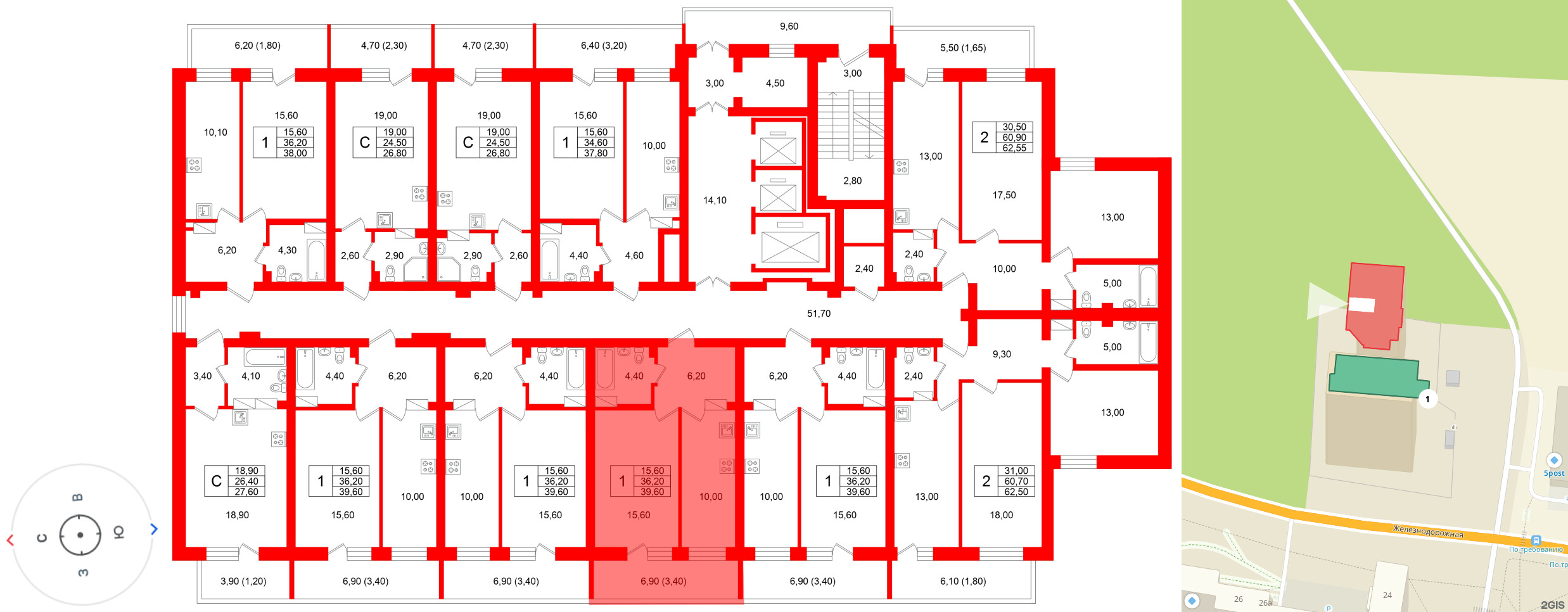 Квартира в ЖК Экос, 1 комнатная, 39.1 м², 14 этаж