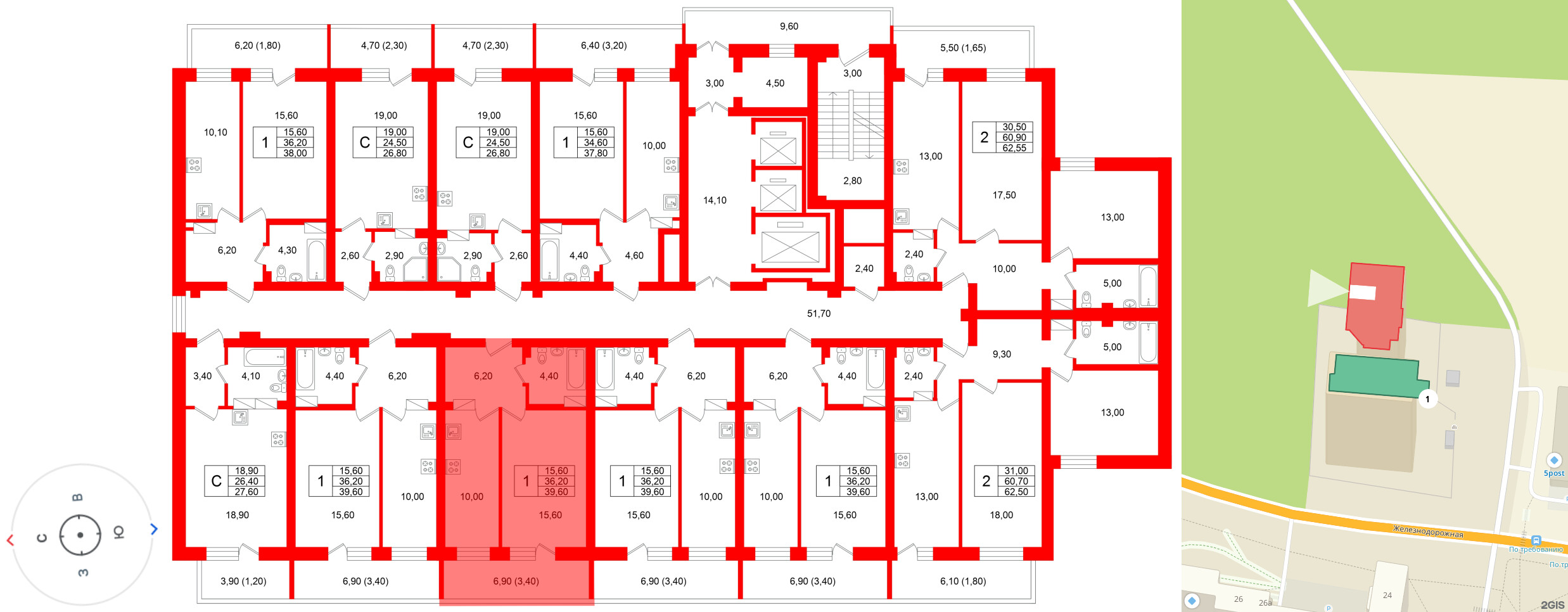 Квартира в ЖК Экос, 1 комнатная, 39.05 м², 14 этаж