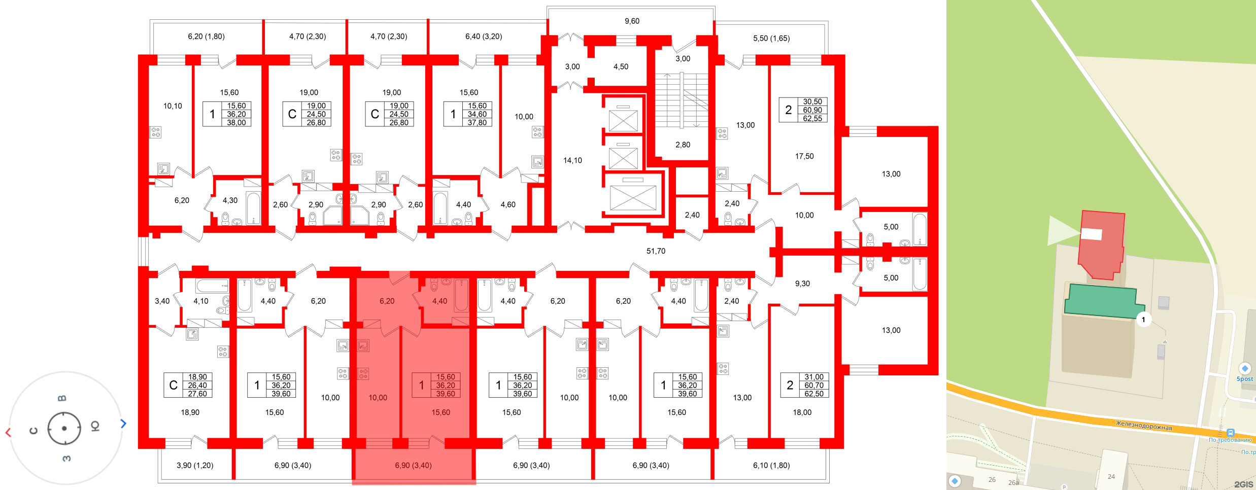 Квартира в ЖК Экос, 1 комнатная, 39.05 м², 19 этаж