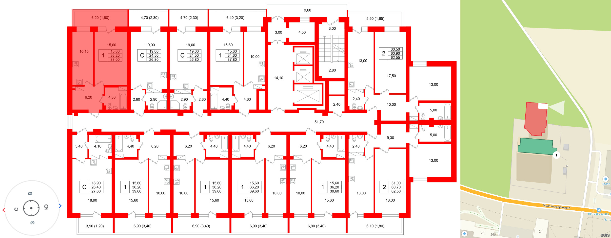 Квартира в ЖК Экос, 1 комнатная, 38.9 м², 19 этаж