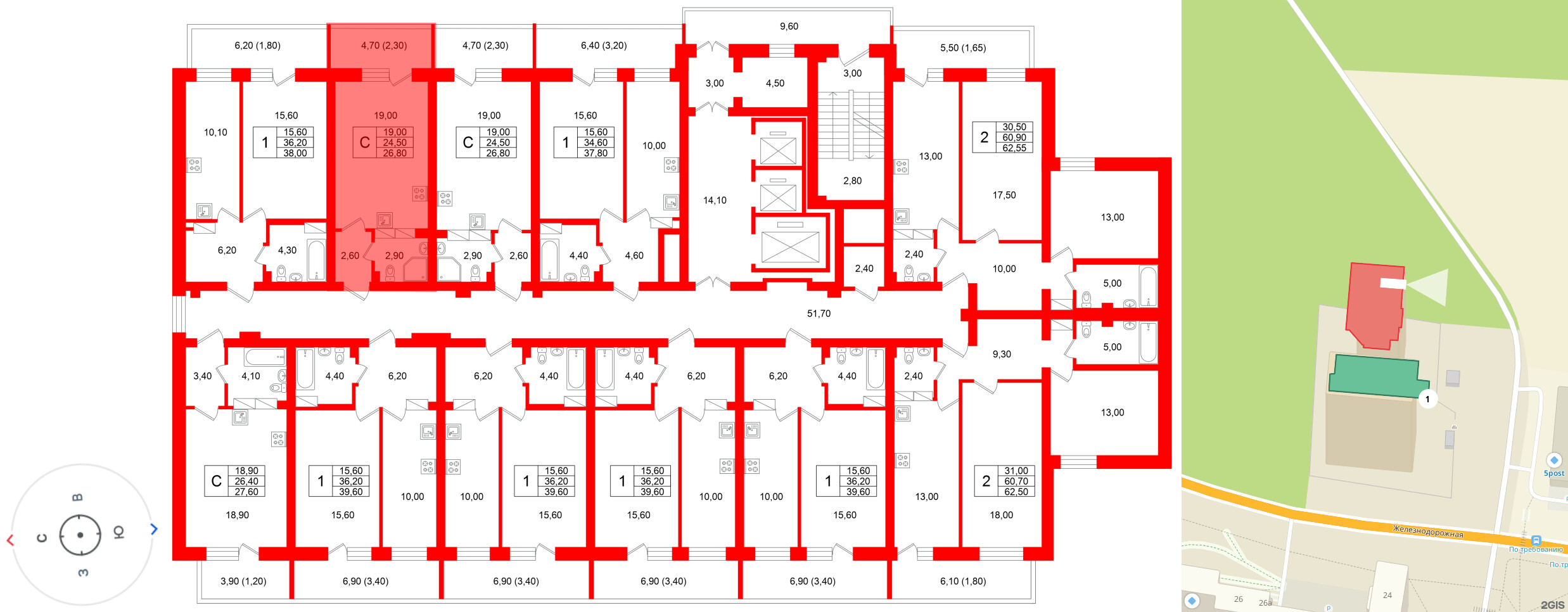 Квартира в ЖК Экос, студия, 26.45 м², 19 этаж