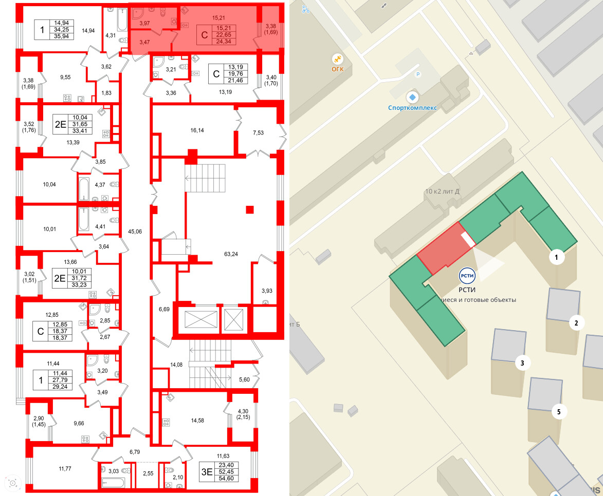 Квартира в ЖК Гранат, студия, 24.34 м², 1 этаж