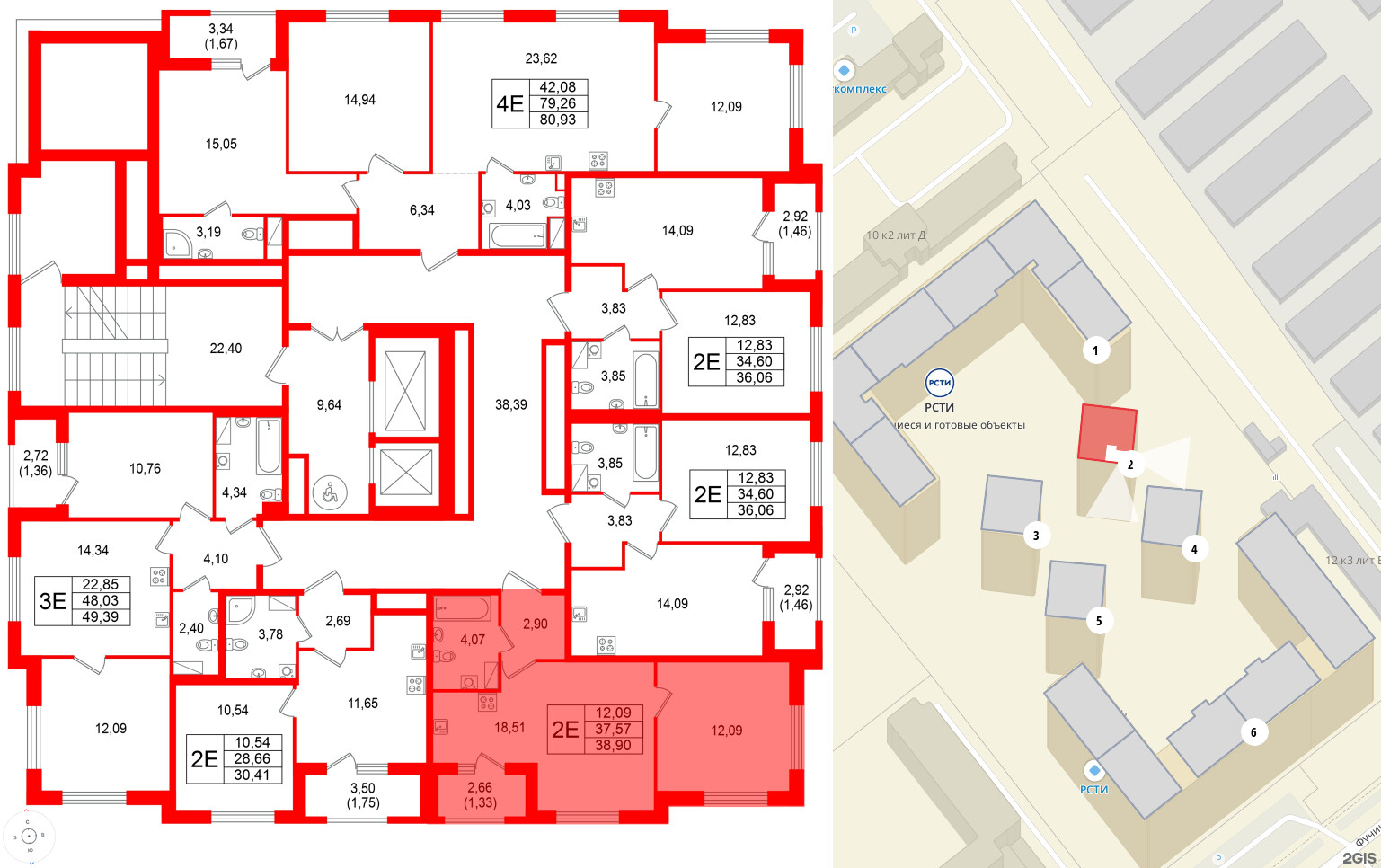 Квартира в ЖК Гранат, 1 комнатная, 38.9 м², 8 этаж