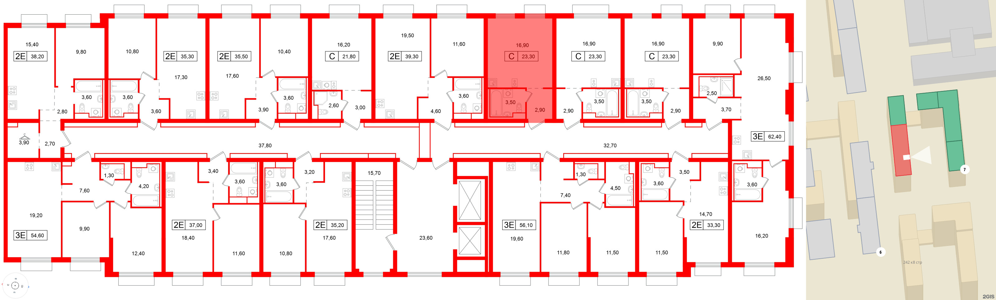 Квартира в ЖК Витебский парк, студия, 23.3 м², 3 этаж