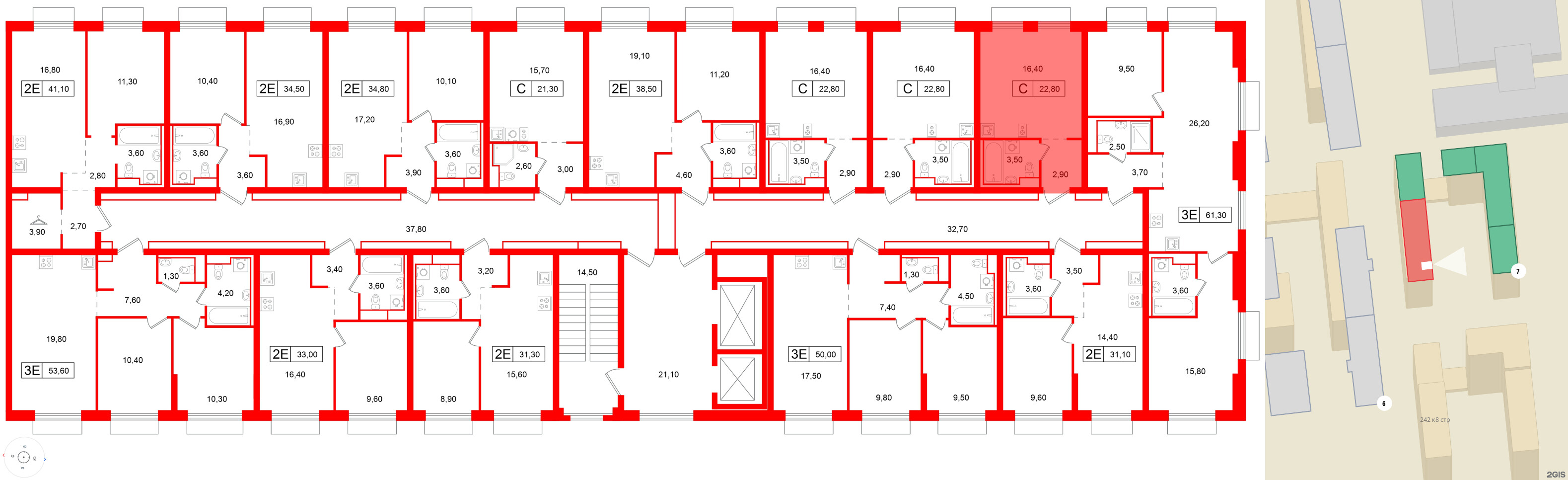 Квартира в ЖК Витебский парк, студия, 23.3 м², 2 этаж