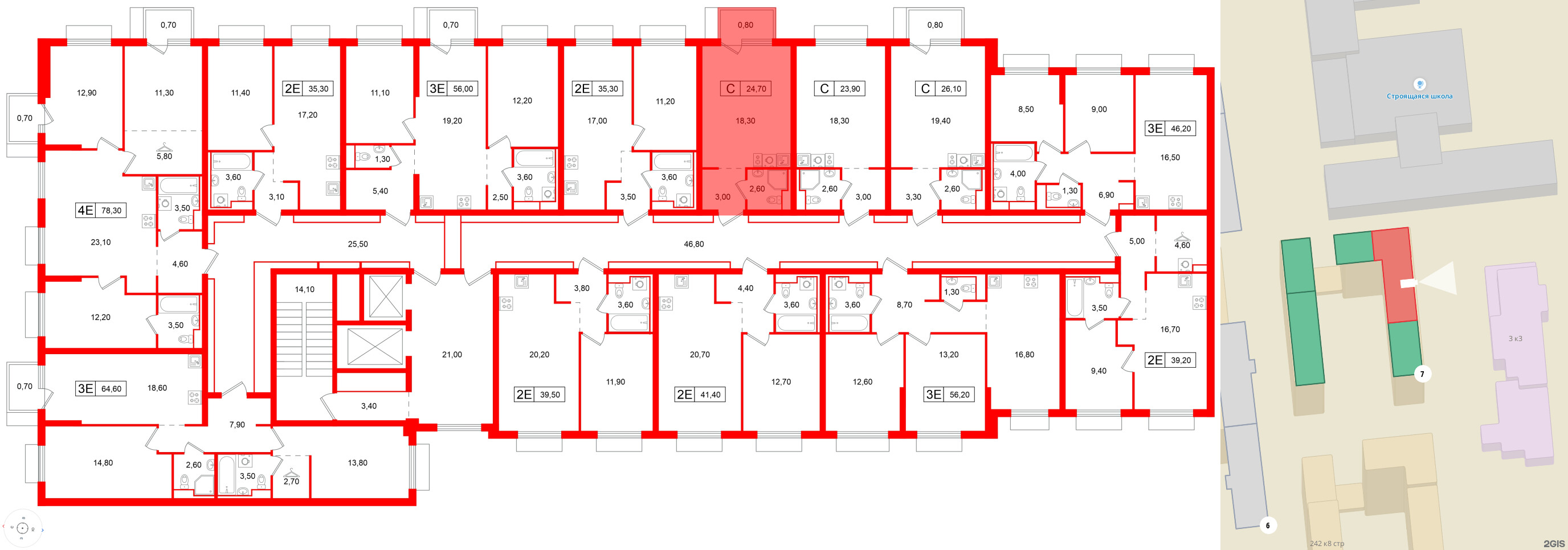 Квартира в ЖК Витебский парк, студия, 24.7 м², 10 этаж