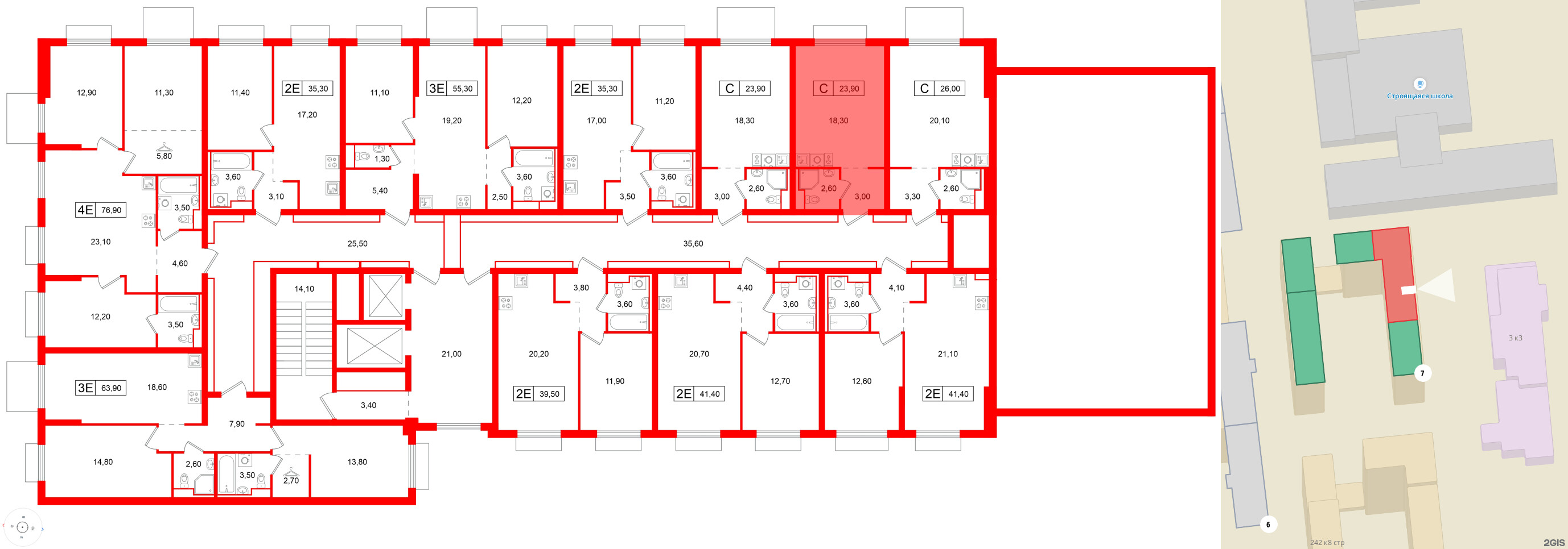 Квартира в ЖК Витебский парк, студия, 23.9 м², 11 этаж