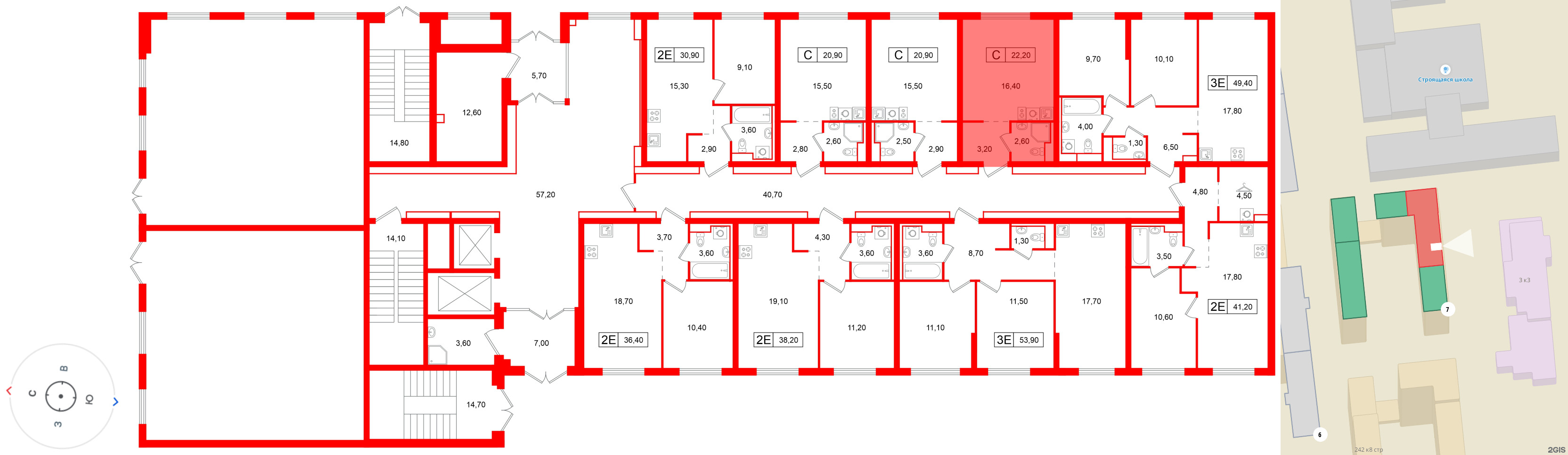 Квартира в ЖК Витебский парк, студия, 22.2 м², 1 этаж