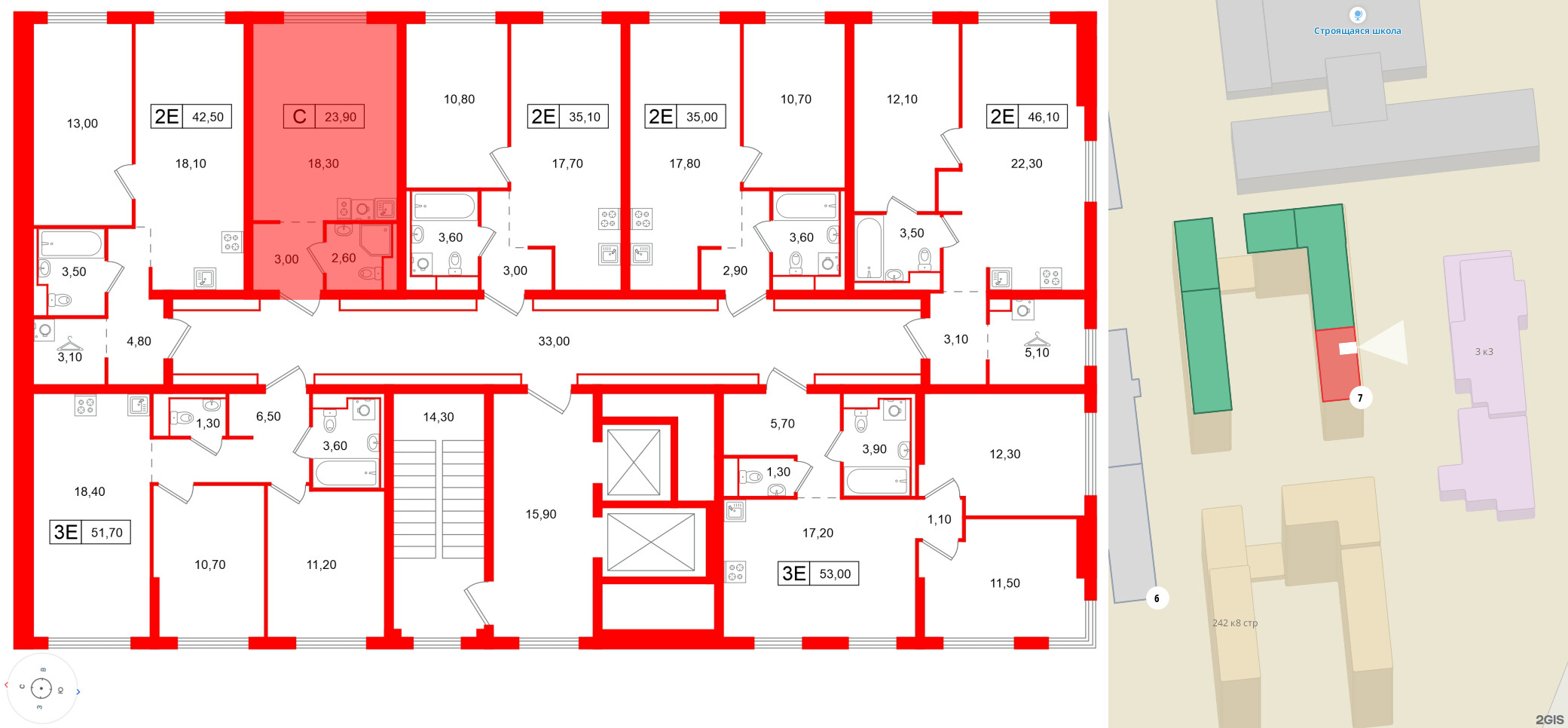 Квартира в ЖК Витебский парк, студия, 23.9 м², 3 этаж