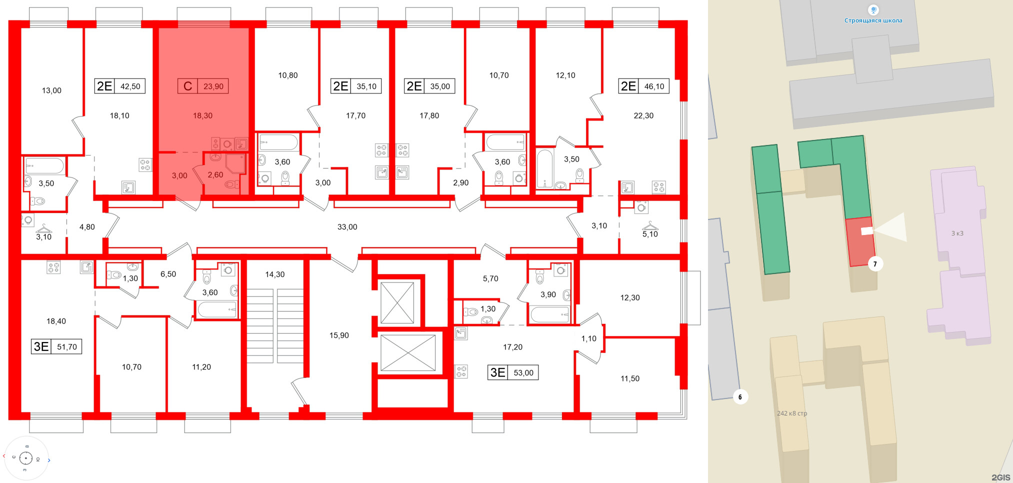 Квартира в ЖК Витебский парк, студия, 23.9 м², 10 этаж